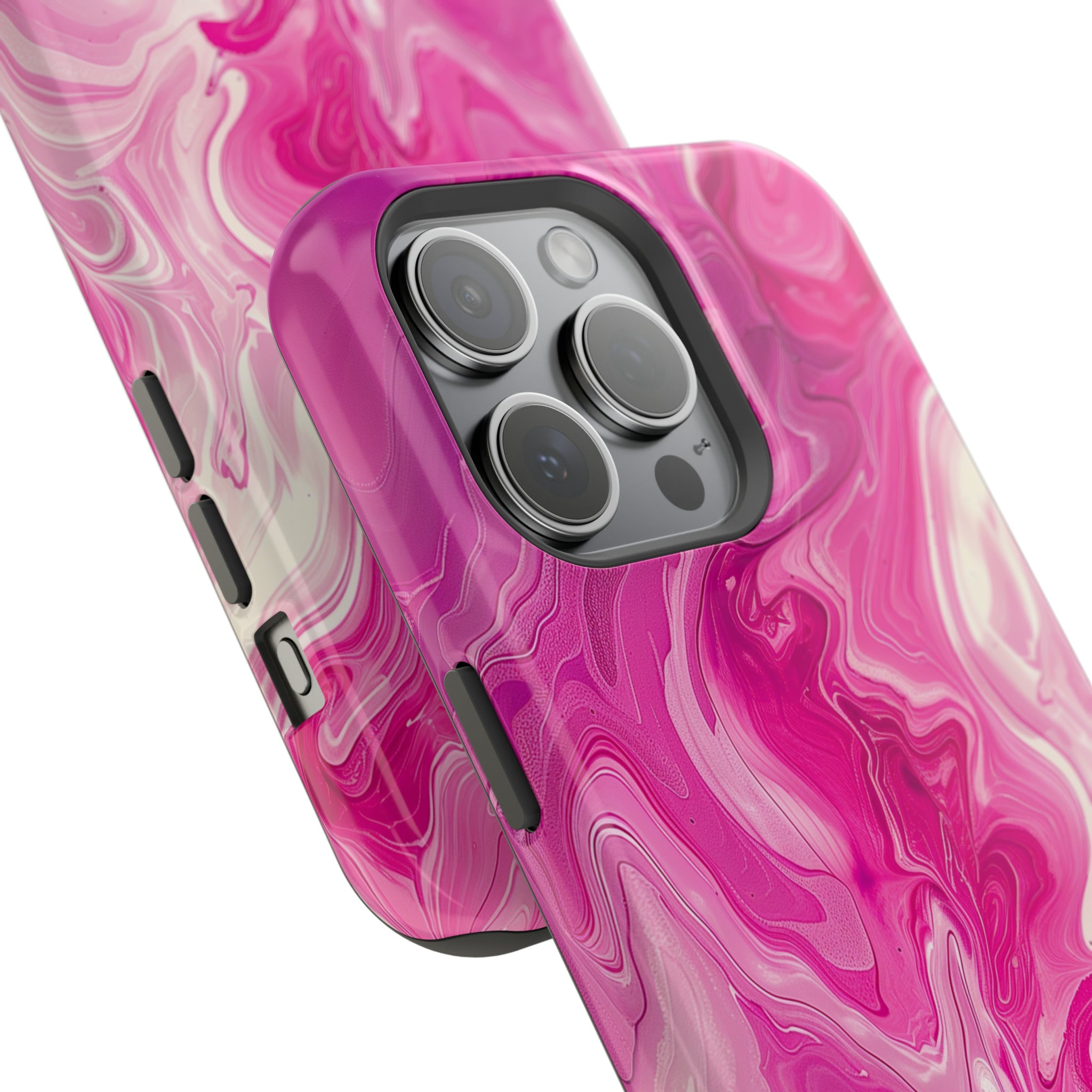 STIKISS™ Abstract Pink colored marble graphic iPhone MagSafe Tough Case