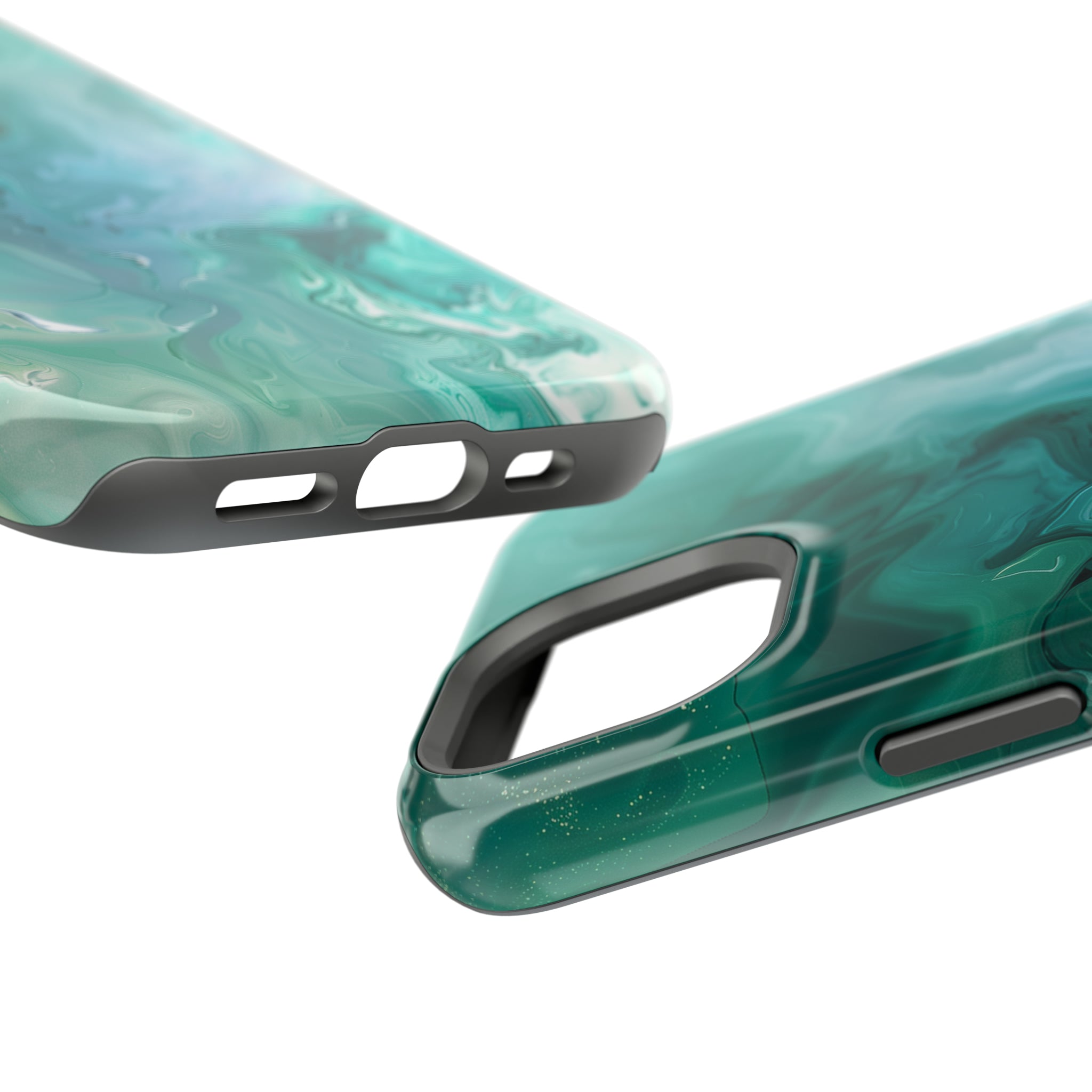 STIKISS™ Abstract Blue green colored marble graphic iPhone MagSafe Tough Case