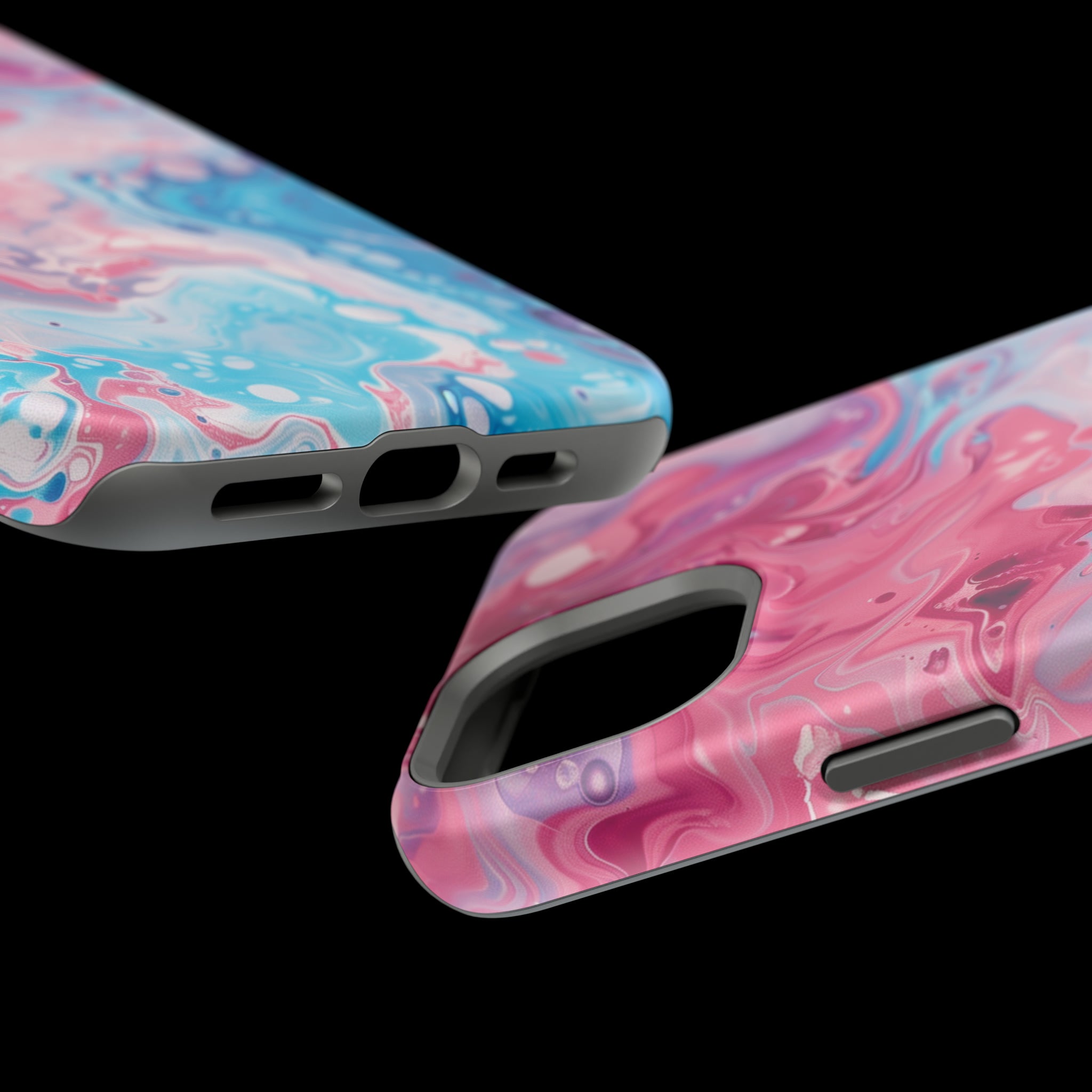 STIKISS™ Abstract Pink blue colored marble graphic iPhone MagSafe Tough Case