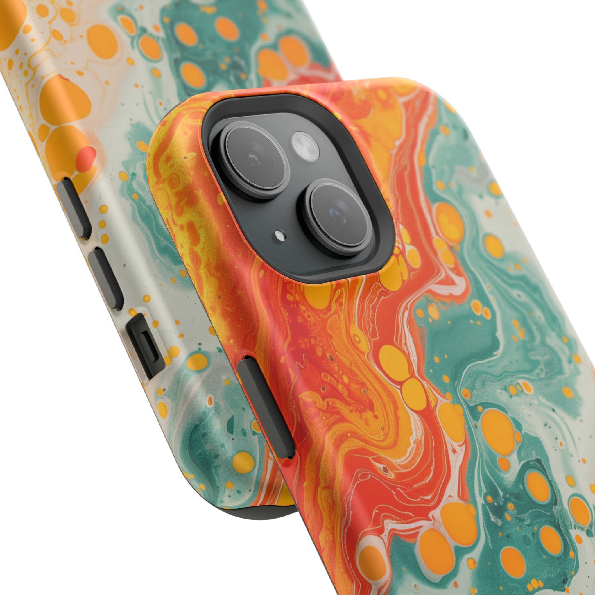 STIKISS™ Abstract Orange colored marble graphic iPhone MagSafe Tough Case