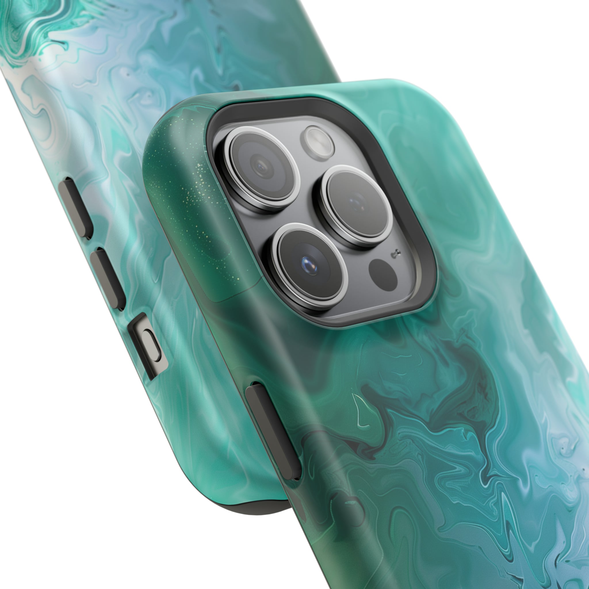 STIKISS™ Abstract Blue green colored marble graphic iPhone MagSafe Tough Case