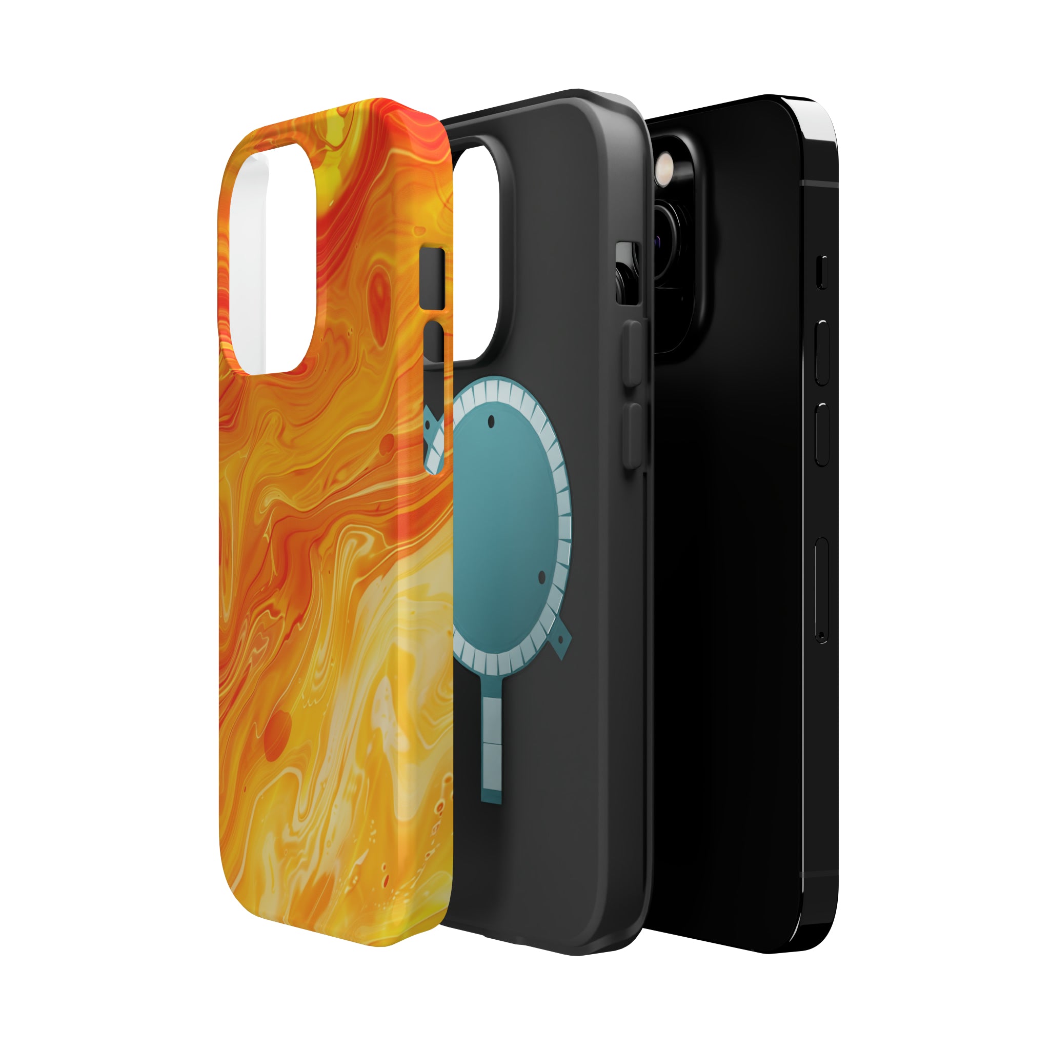 STIKISS™ Abstract Orange yellow colored marble graphic iPhone MagSafe Tough Case