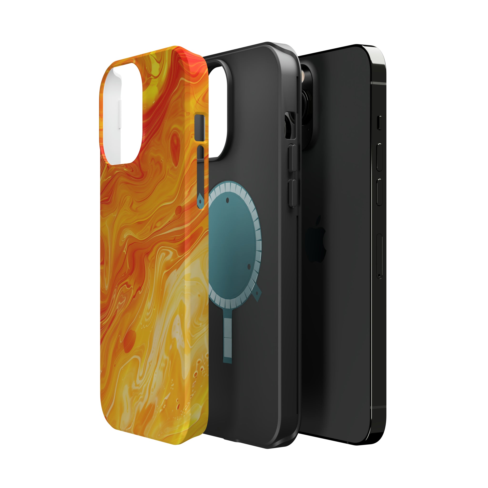 STIKISS™ Abstract Orange yellow colored marble graphic iPhone MagSafe Tough Case