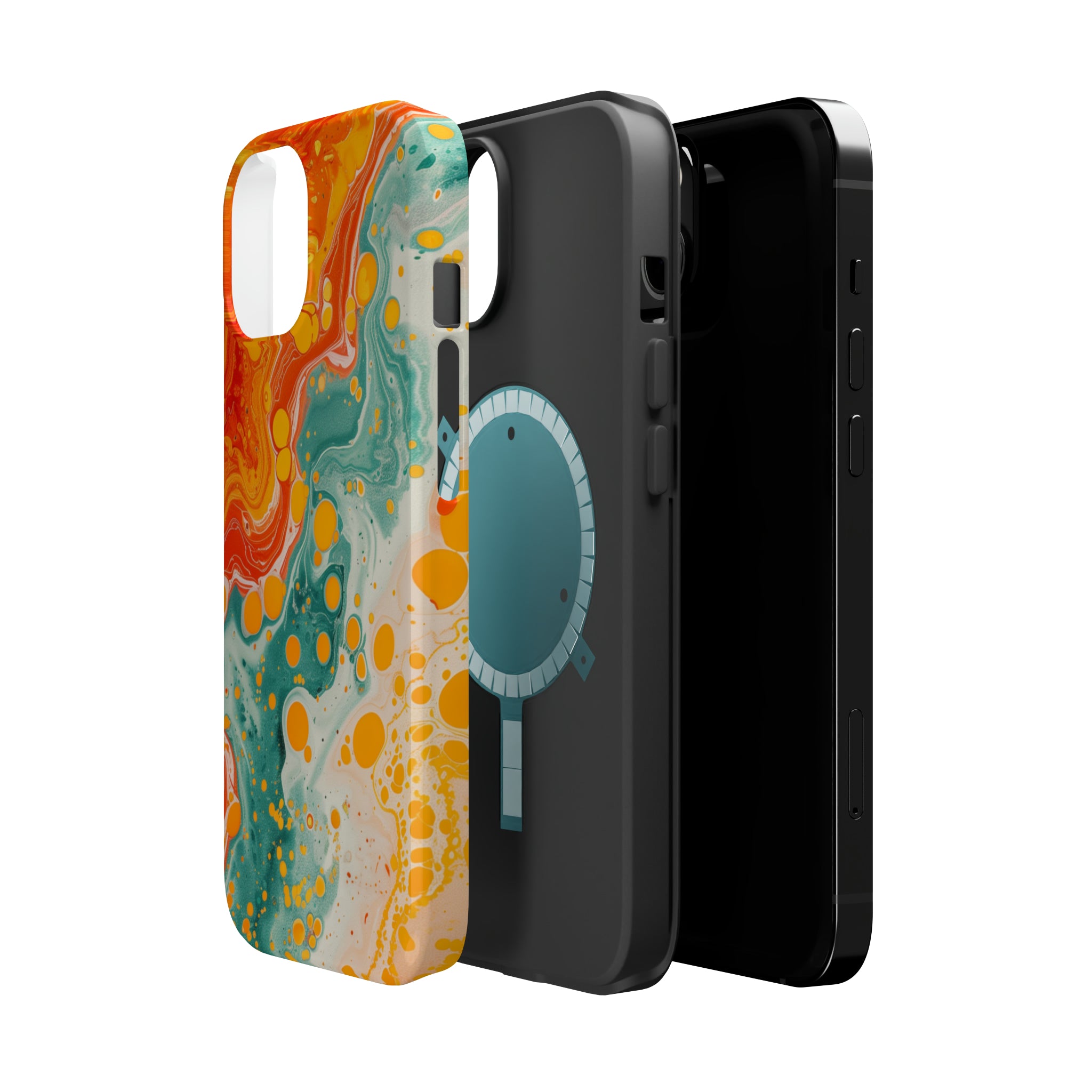 STIKISS™ Abstract Orange colored marble graphic iPhone MagSafe Tough Case