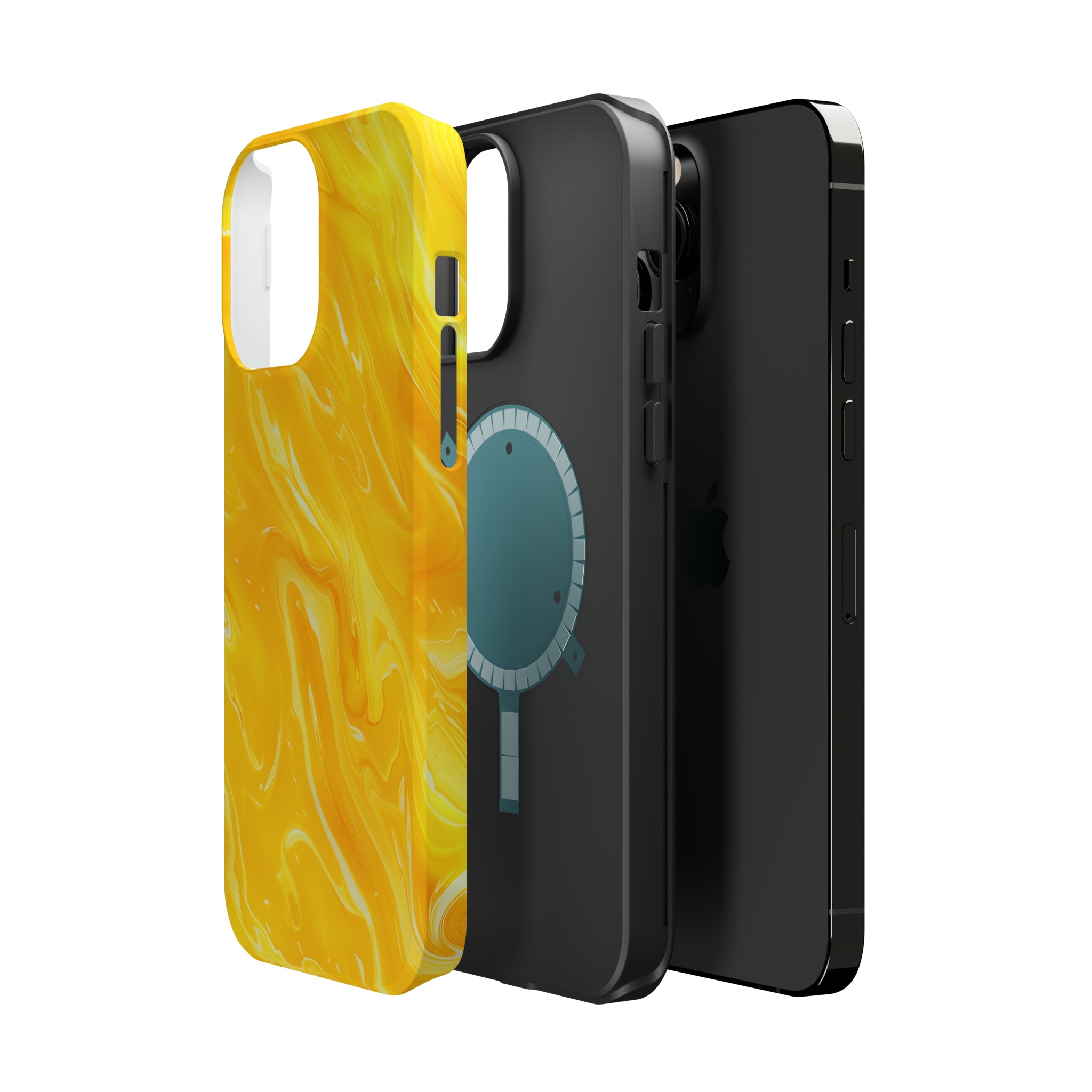 STIKISS™ Abstract Yellow colored marble graphic iPhone MagSafe Tough Case