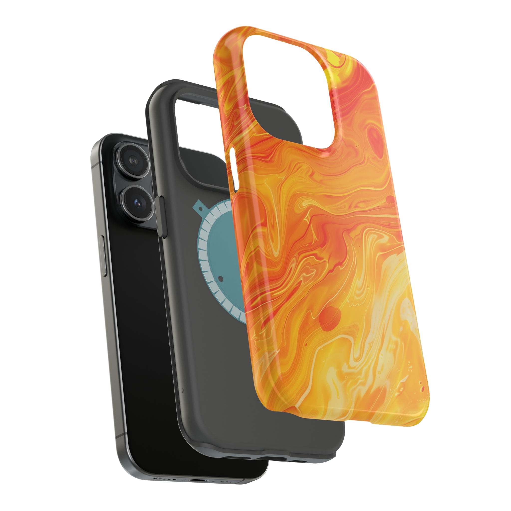 STIKISS™ Abstract Orange yellow colored marble graphic iPhone MagSafe Tough Case