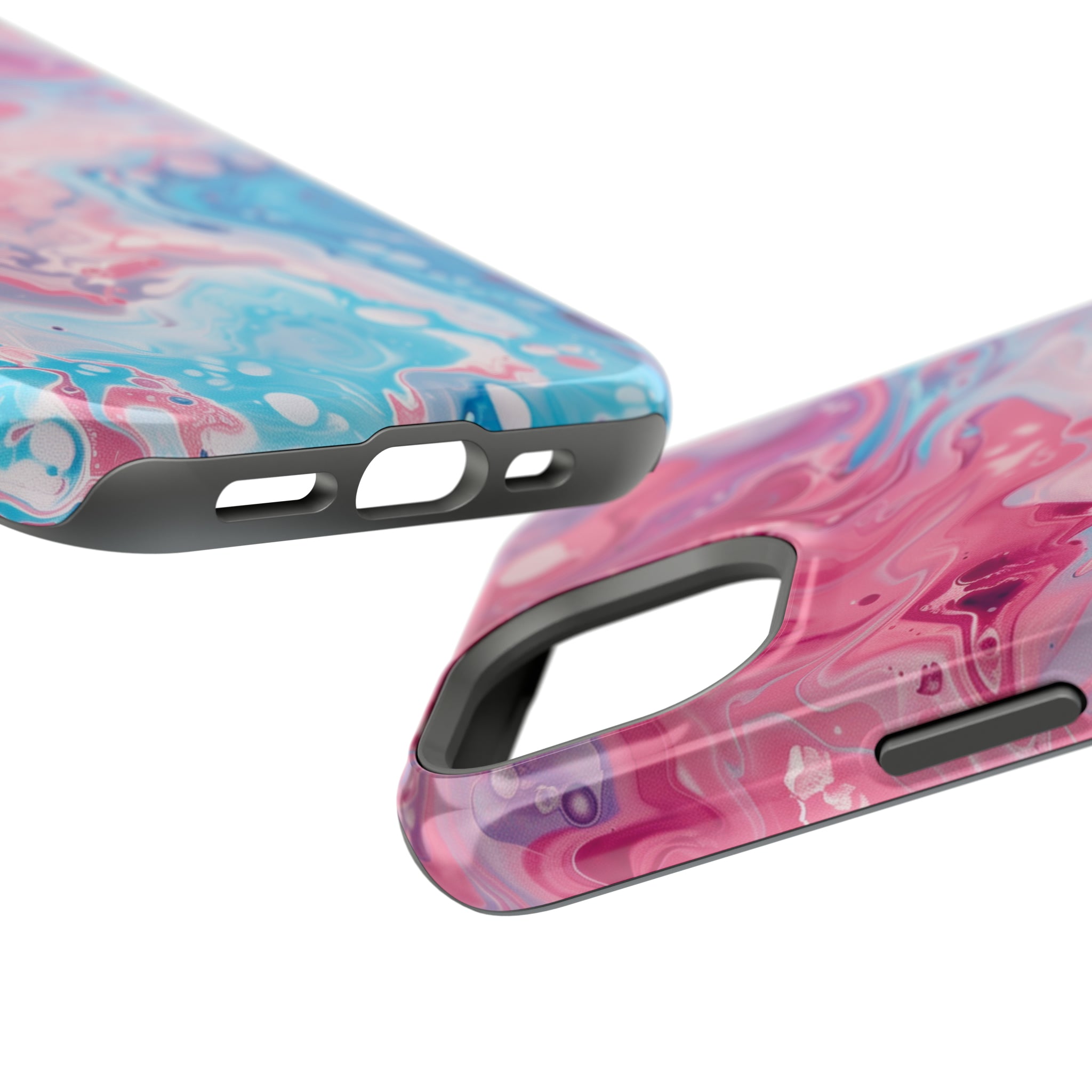 STIKISS™ Abstract Pink blue colored marble graphic iPhone MagSafe Tough Case