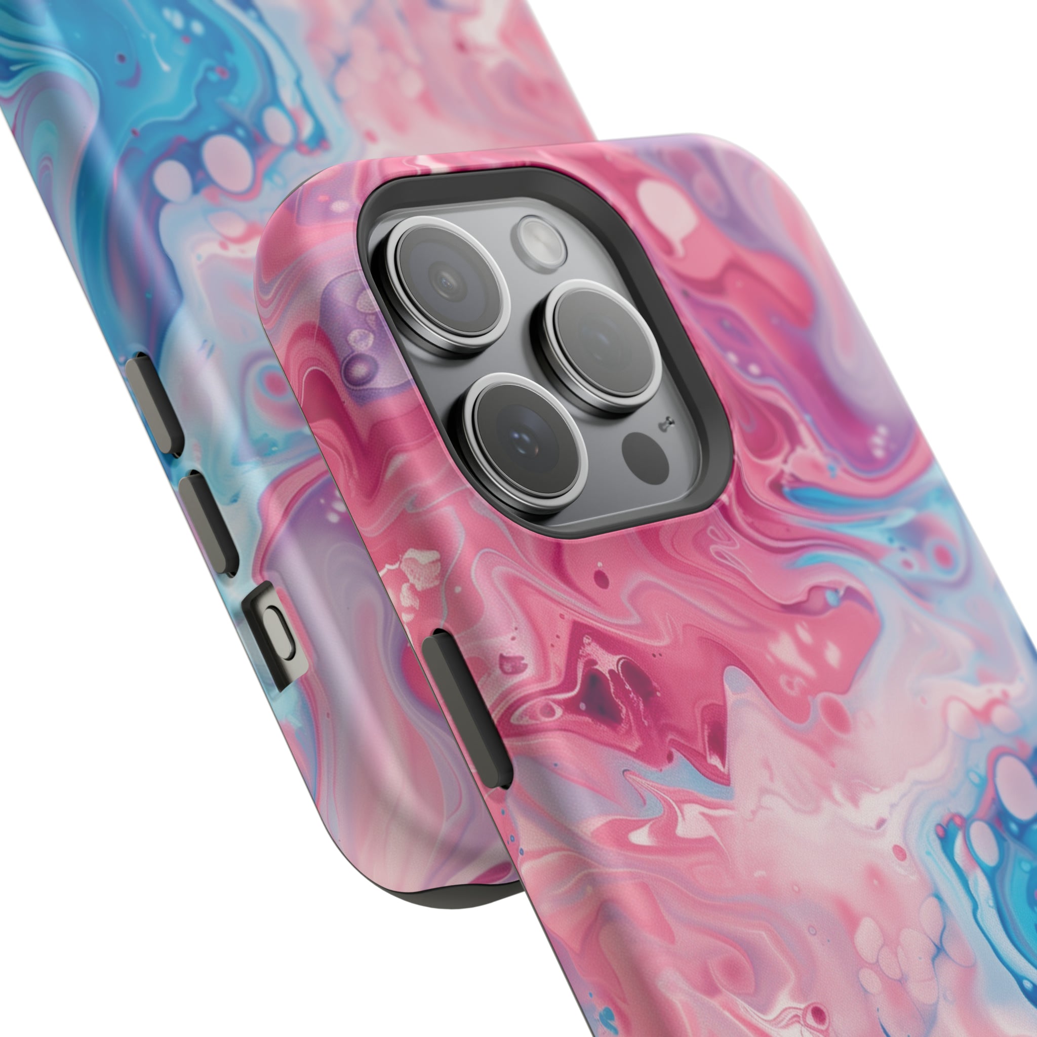 STIKISS™ Abstract Pink blue colored marble graphic iPhone MagSafe Tough Case