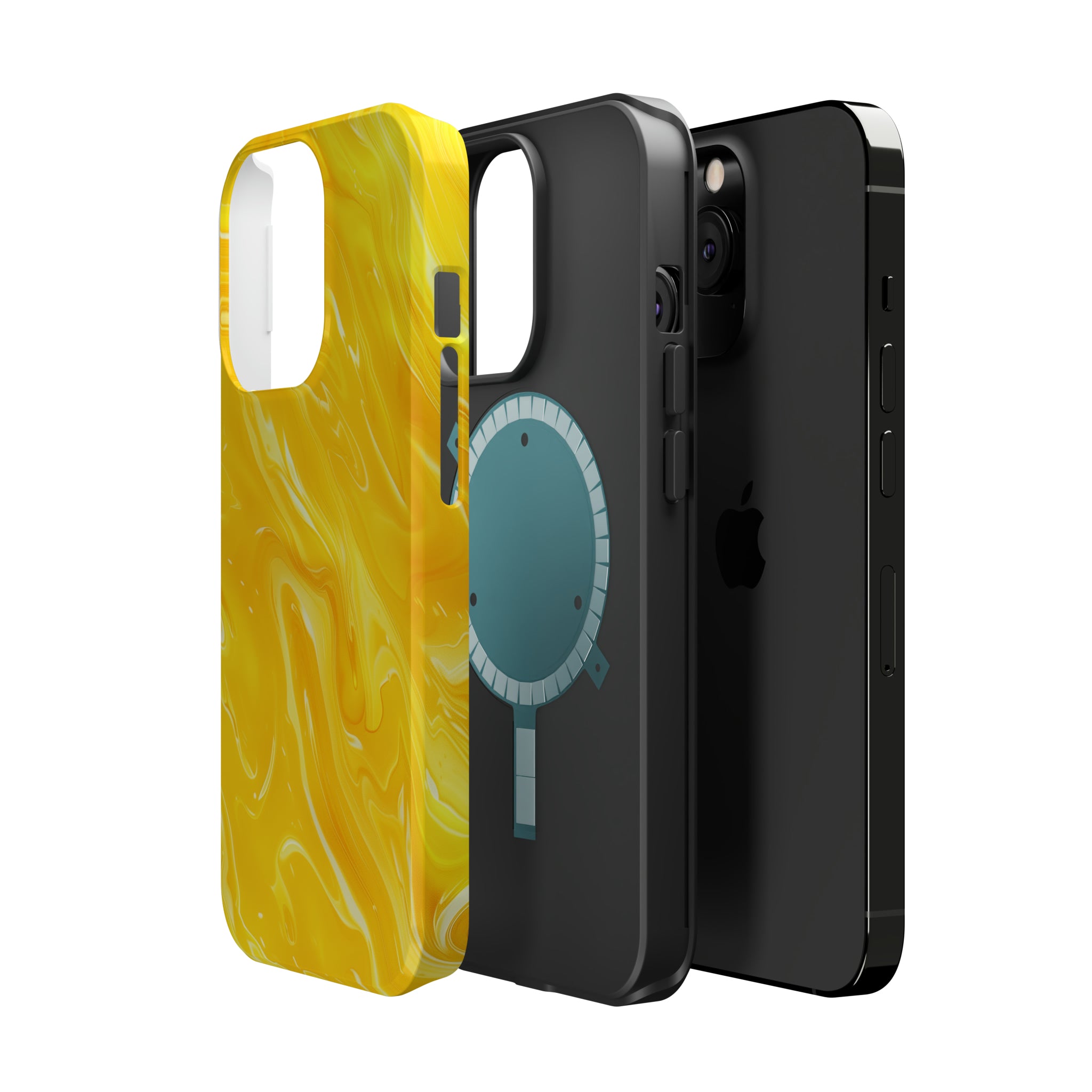 STIKISS™ Abstract Yellow colored marble graphic iPhone MagSafe Tough Case