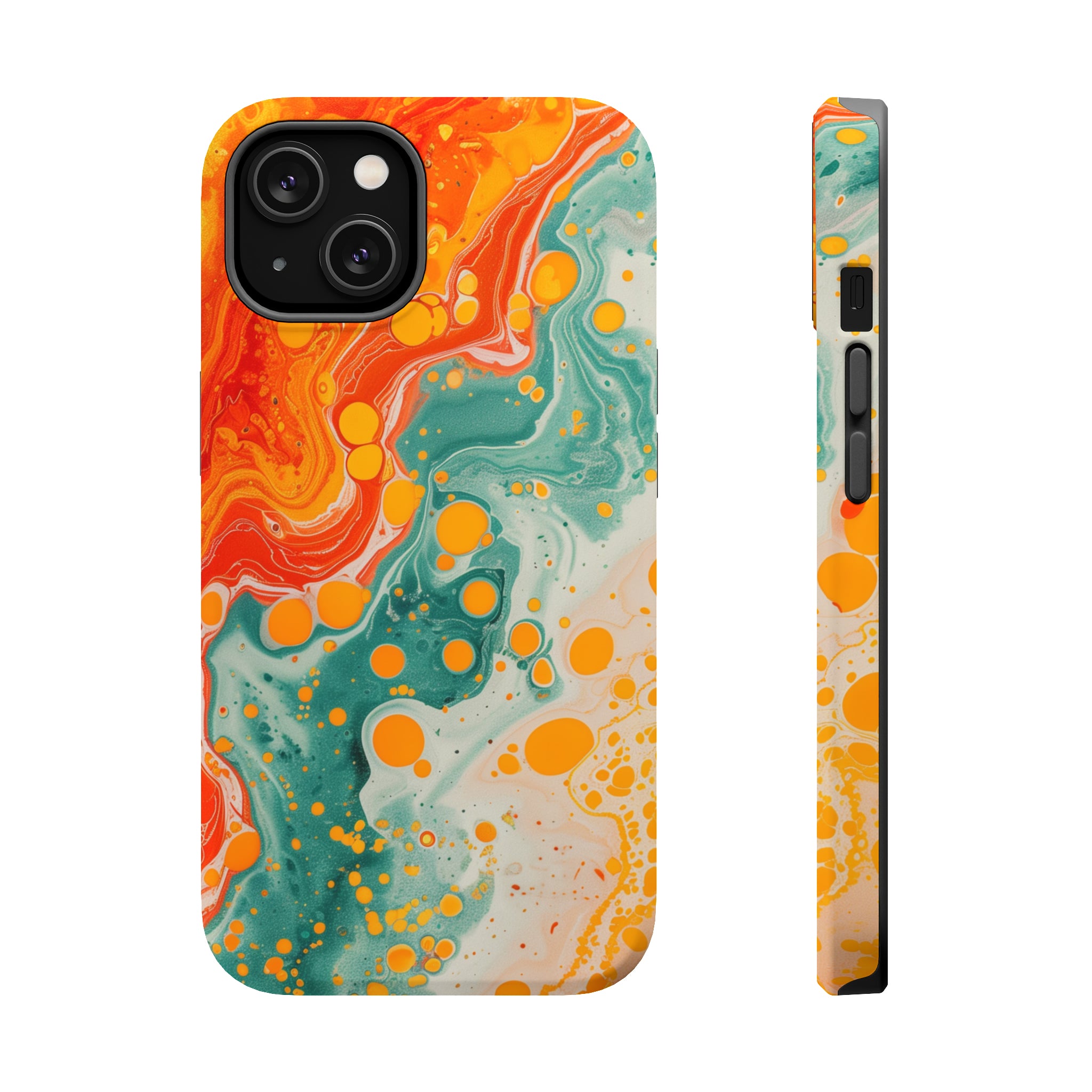 STIKISS™ Abstract Orange colored marble graphic iPhone MagSafe Tough Case