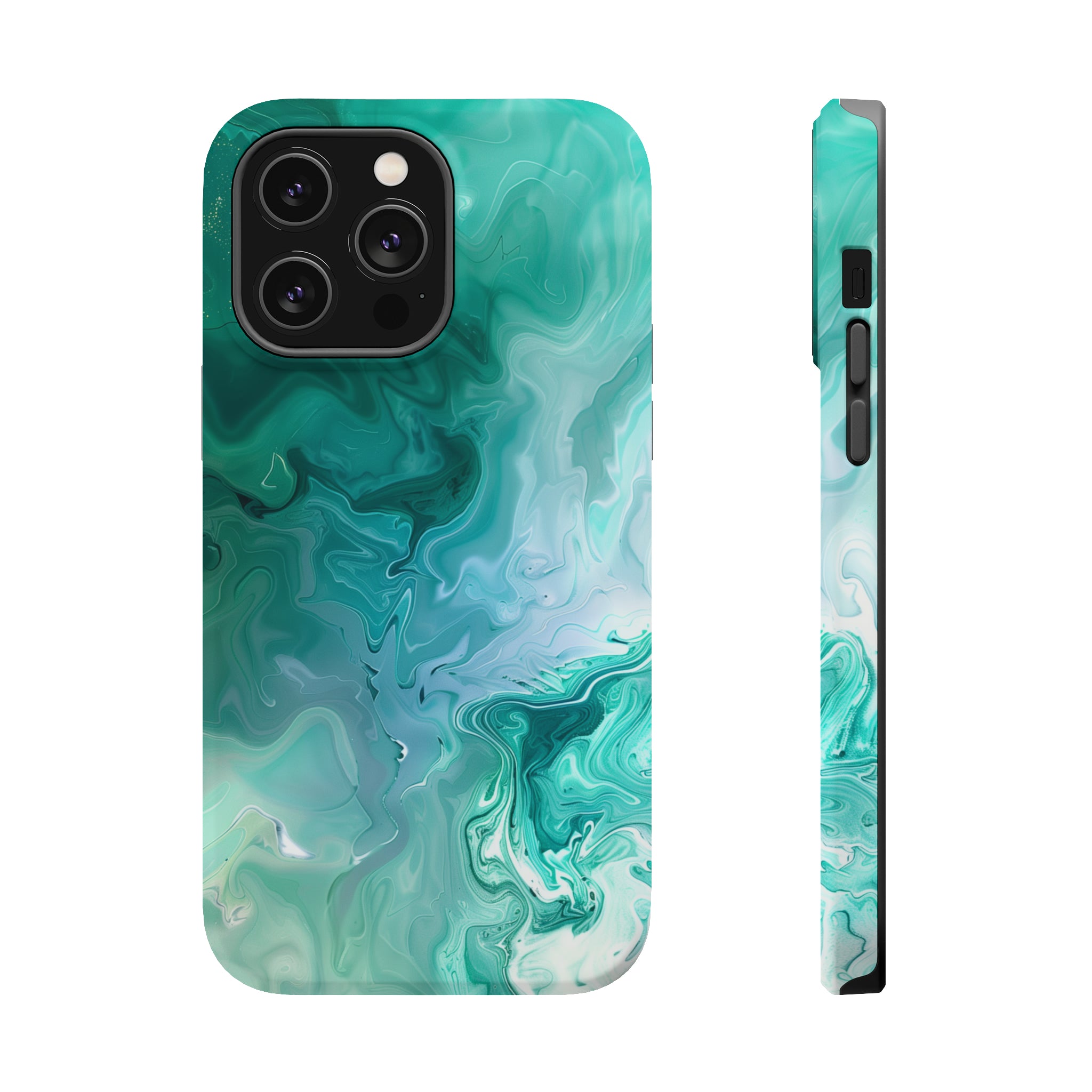 STIKISS™ Abstract Blue green colored marble graphic iPhone MagSafe Tough Case