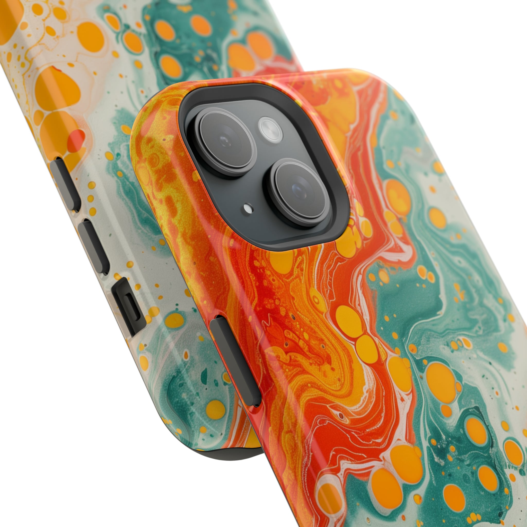 STIKISS™ Abstract Orange colored marble graphic iPhone MagSafe Tough Case