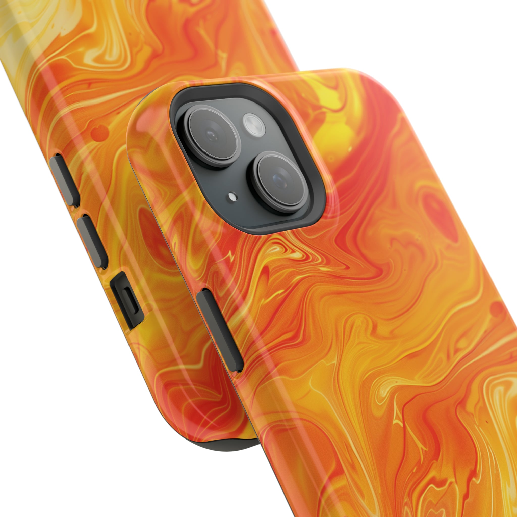 STIKISS™ Abstract Orange yellow colored marble graphic iPhone MagSafe Tough Case