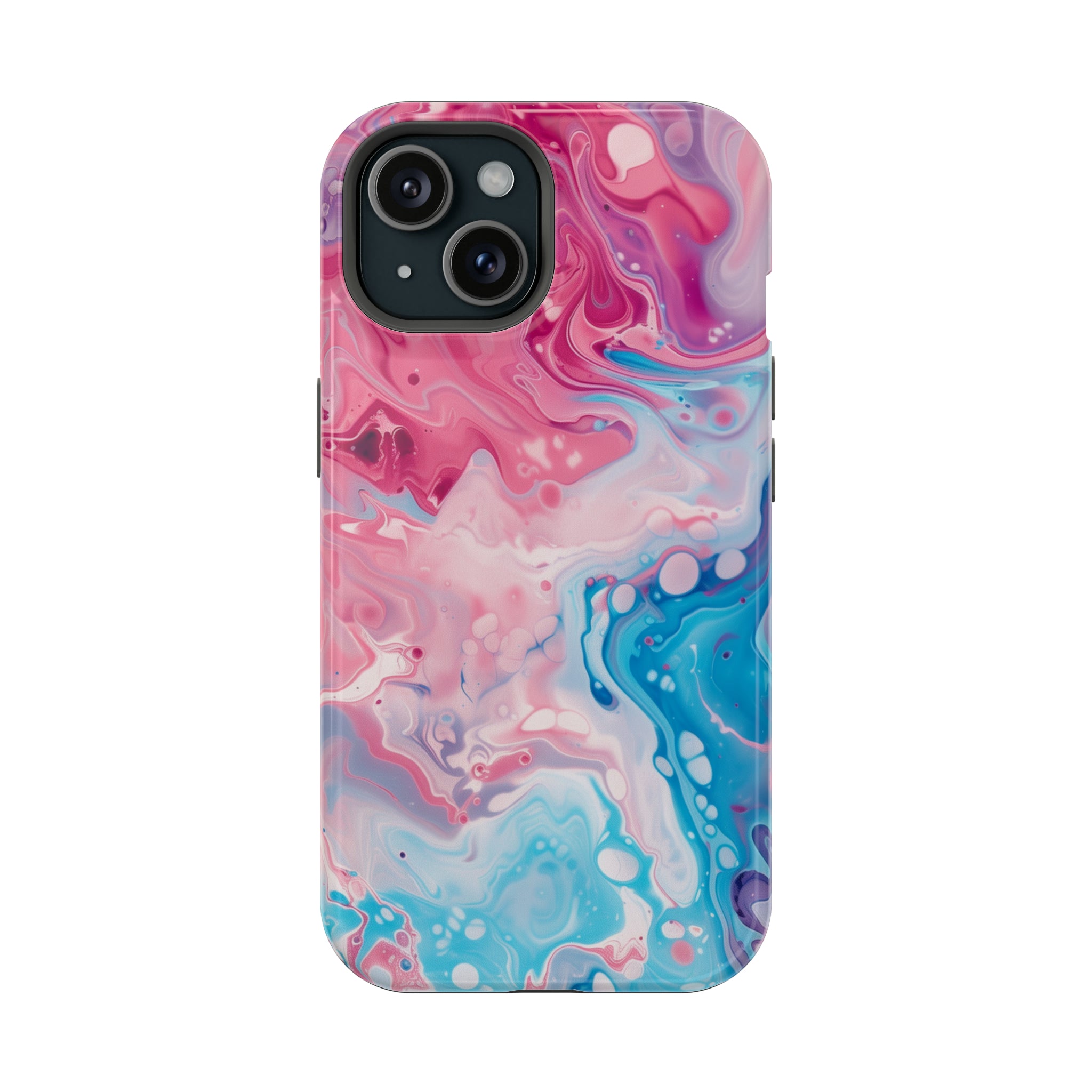 STIKISS™ Abstract Pink blue colored marble graphic iPhone MagSafe Tough Case