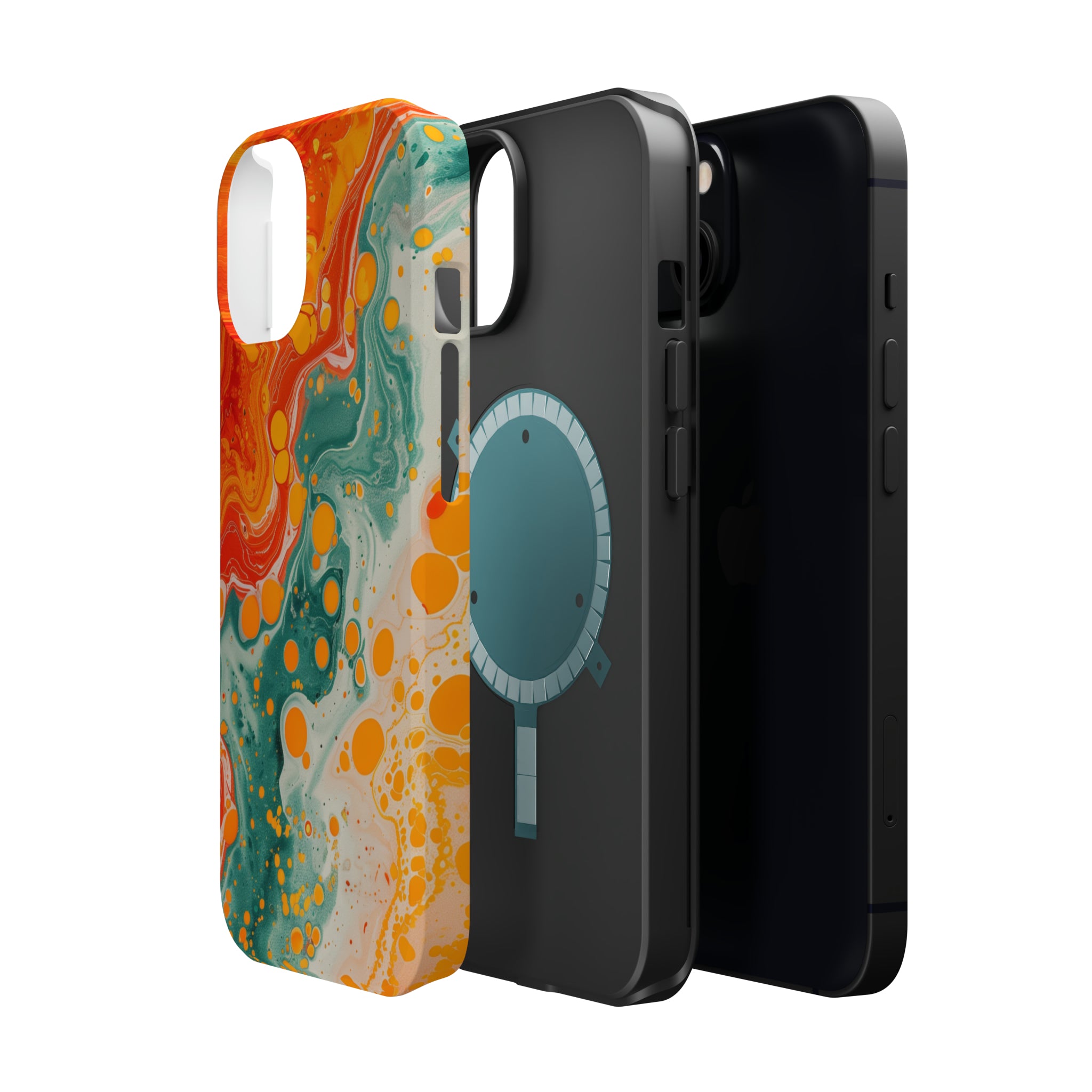 STIKISS™ Abstract Orange colored marble graphic iPhone MagSafe Tough Case