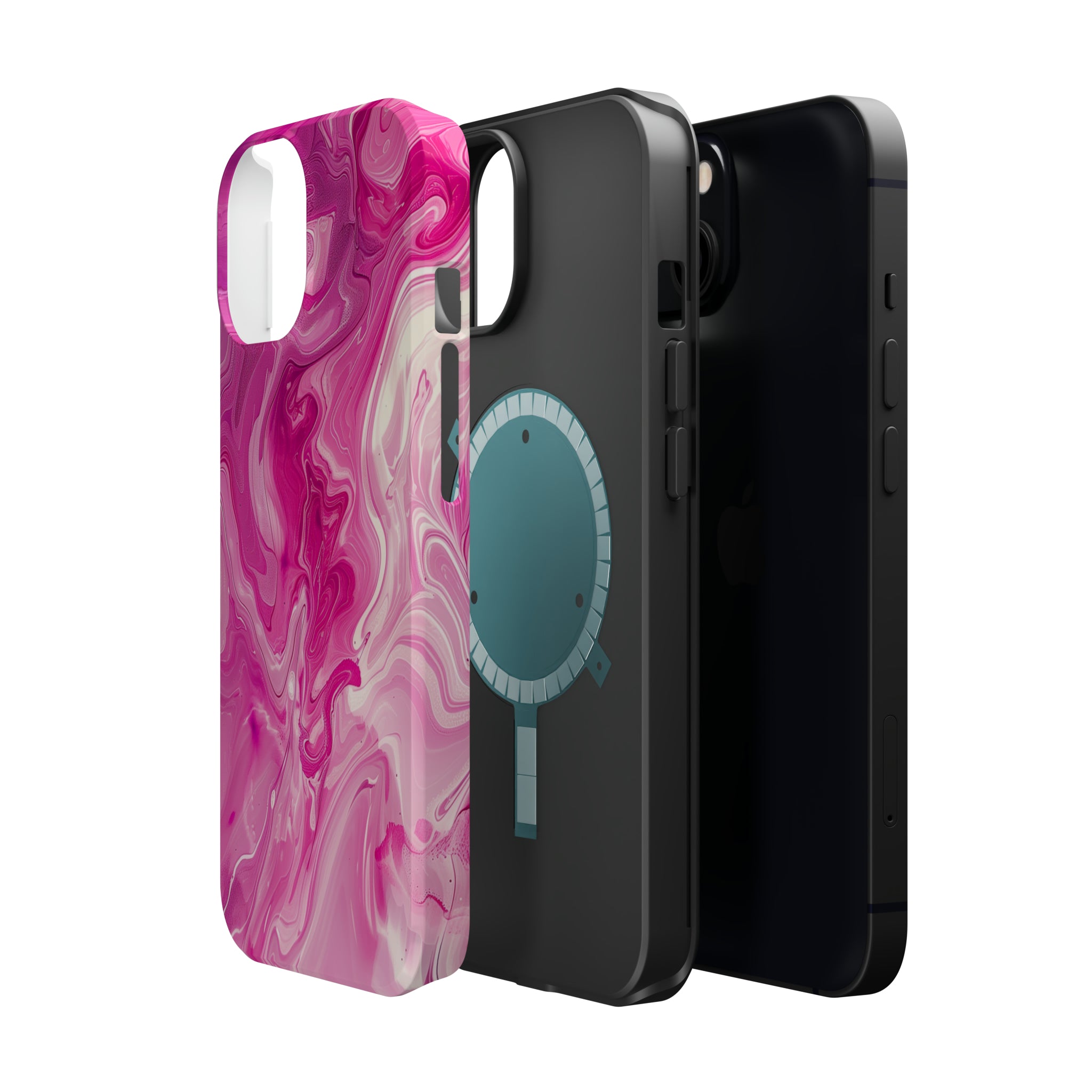 STIKISS™ Abstract Pink colored marble graphic iPhone MagSafe Tough Case