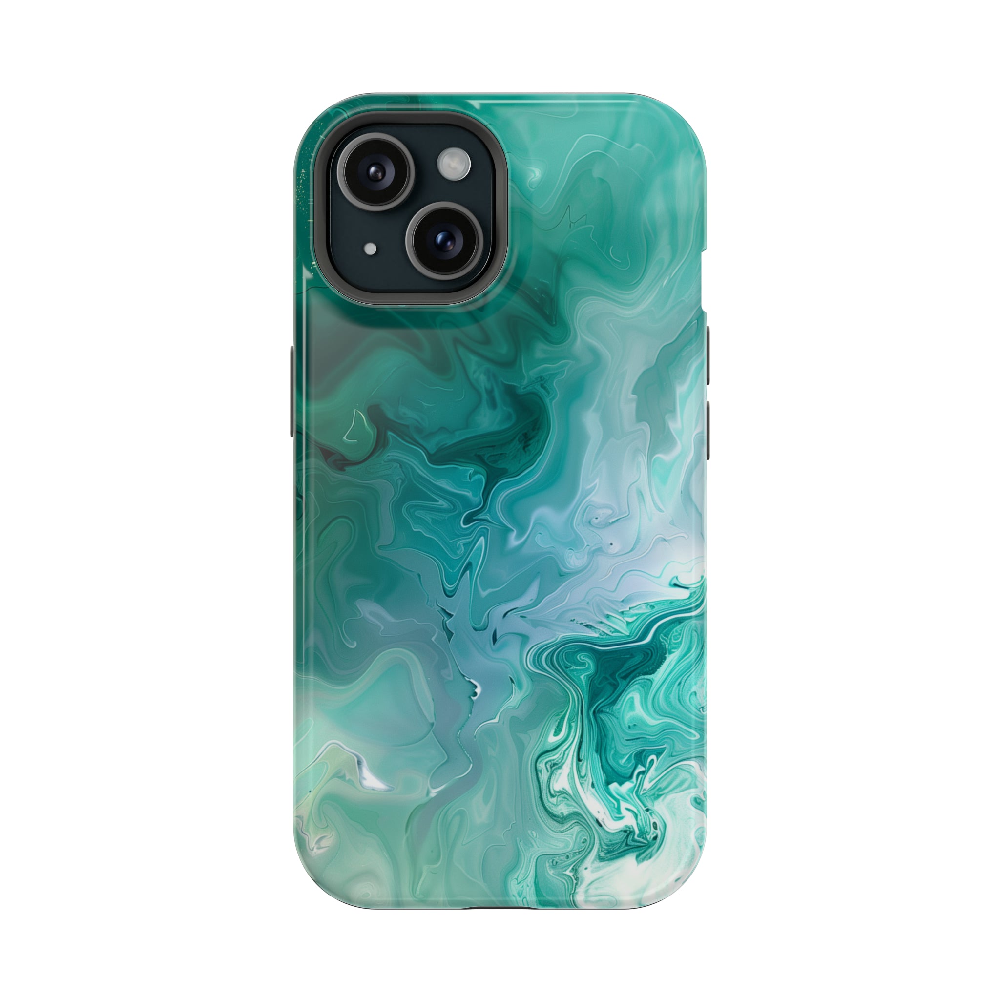 STIKISS™ Abstract Blue green colored marble graphic iPhone MagSafe Tough Case