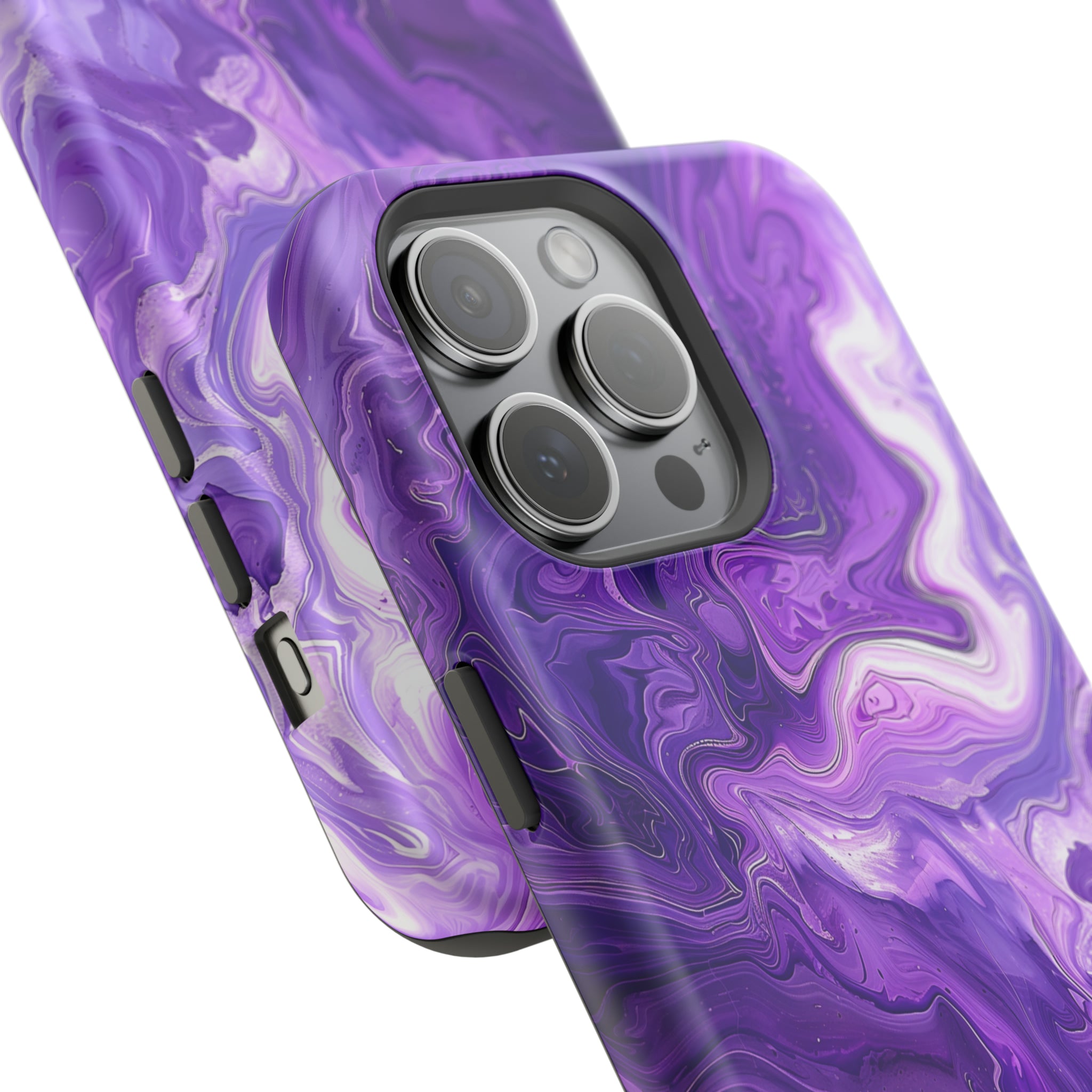 STIKISS™ Abstract Purple colored marble graphic iPhone MagSafe Tough Case