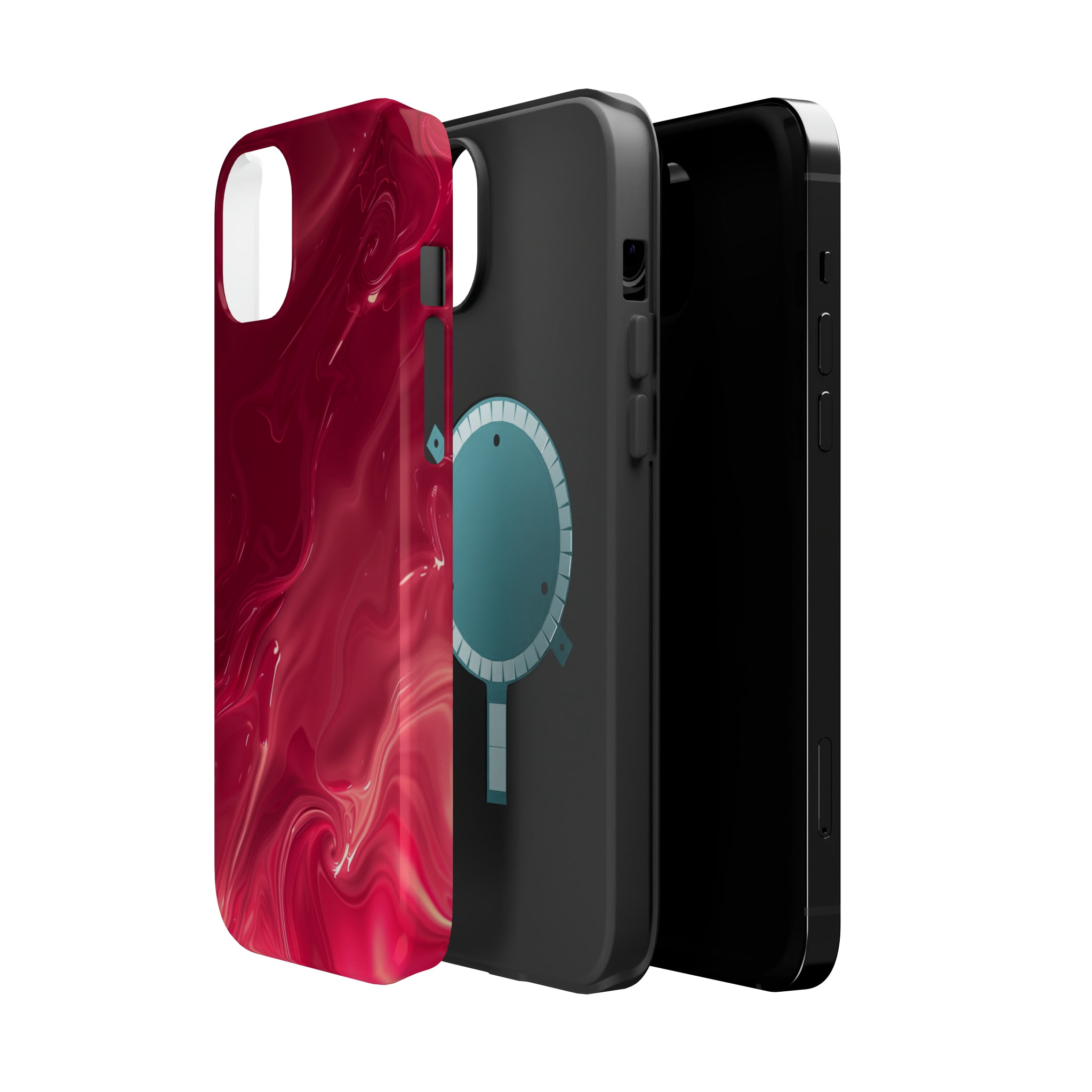 STIKISS™ Abstract Red colored marble graphic iPhone MagSafe Tough Case