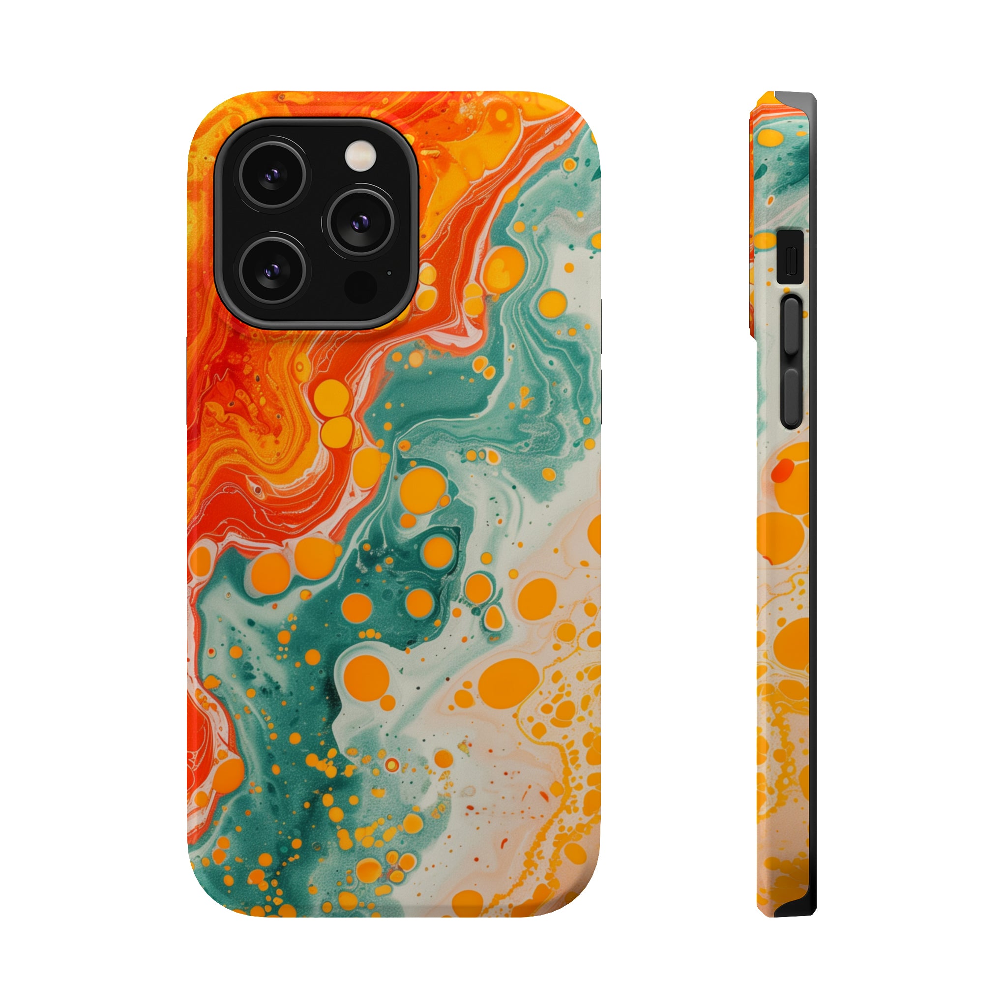 STIKISS™ Abstract Orange colored marble graphic iPhone MagSafe Tough Case