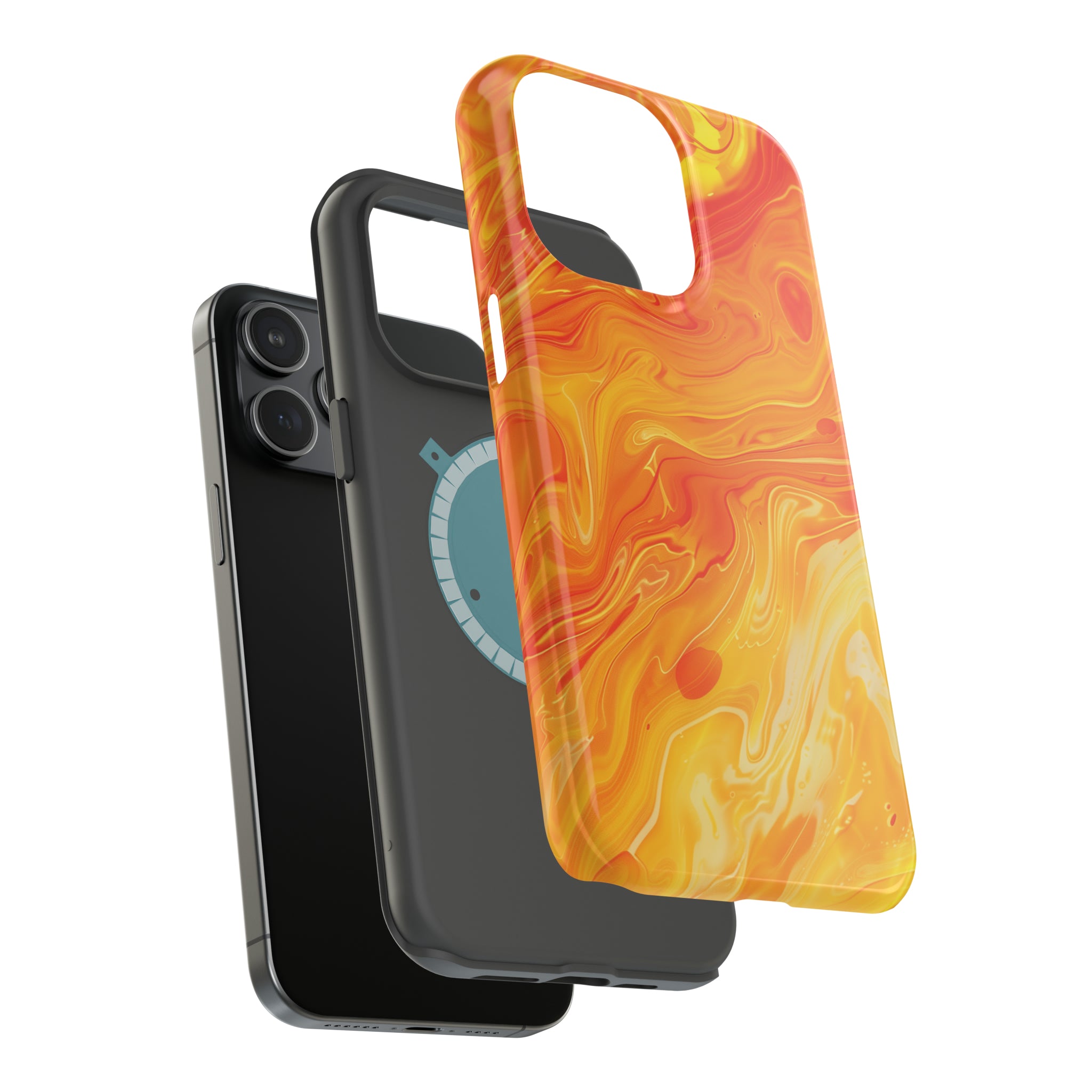 STIKISS™ Abstract Orange yellow colored marble graphic iPhone MagSafe Tough Case