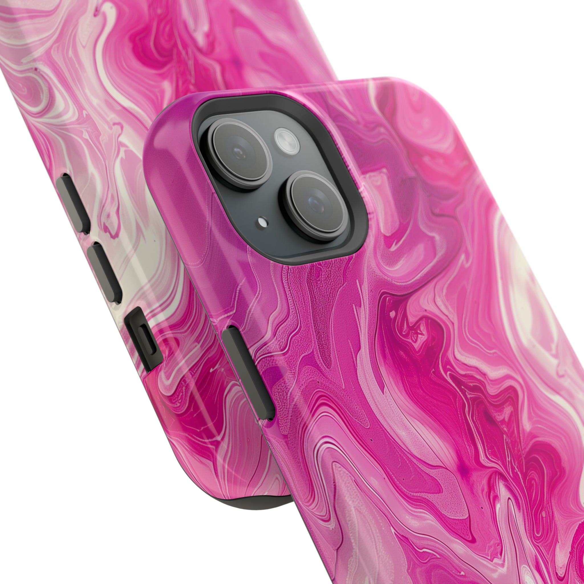 STIKISS™ Abstract Pink colored marble graphic iPhone MagSafe Tough Case