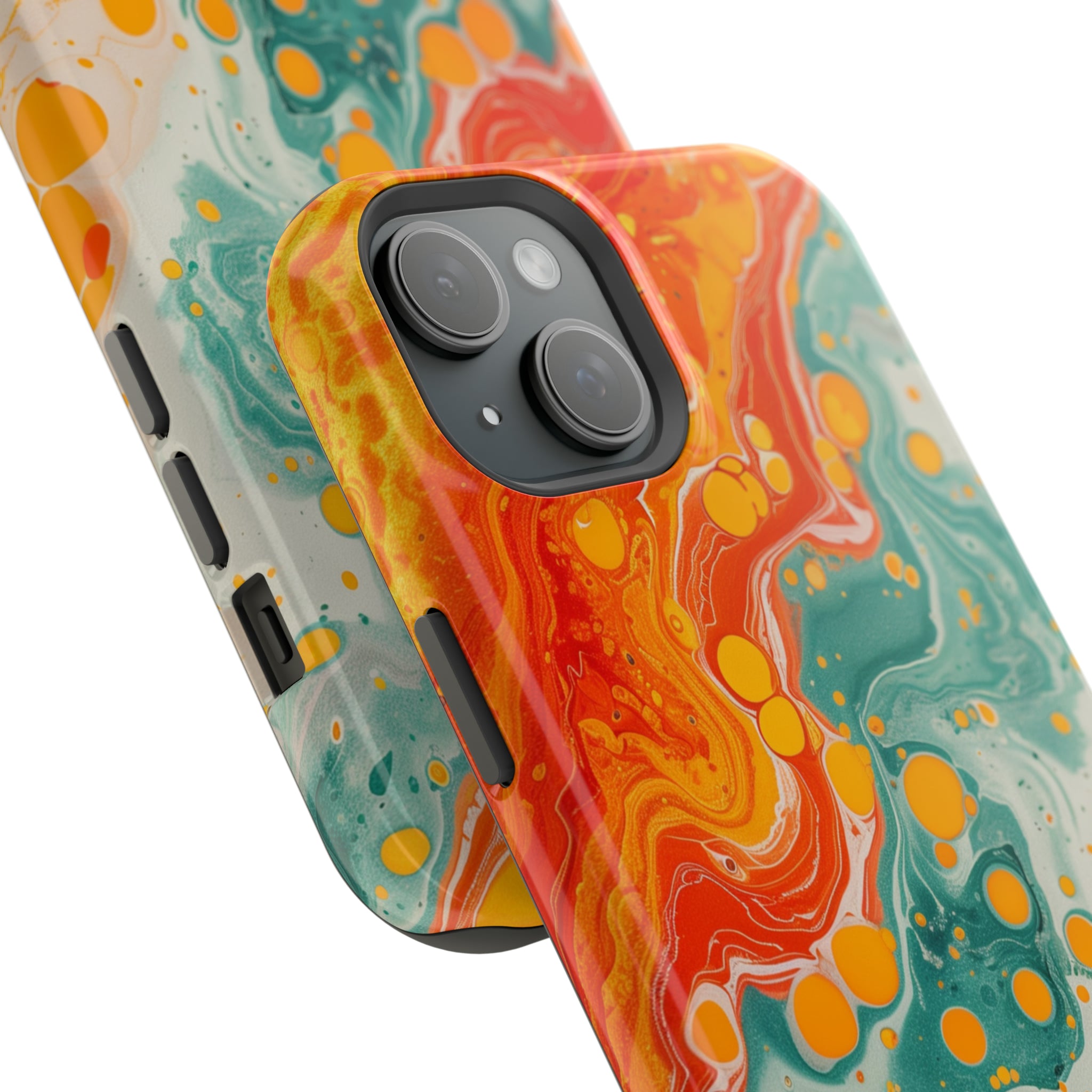 STIKISS™ Abstract Orange colored marble graphic iPhone MagSafe Tough Case