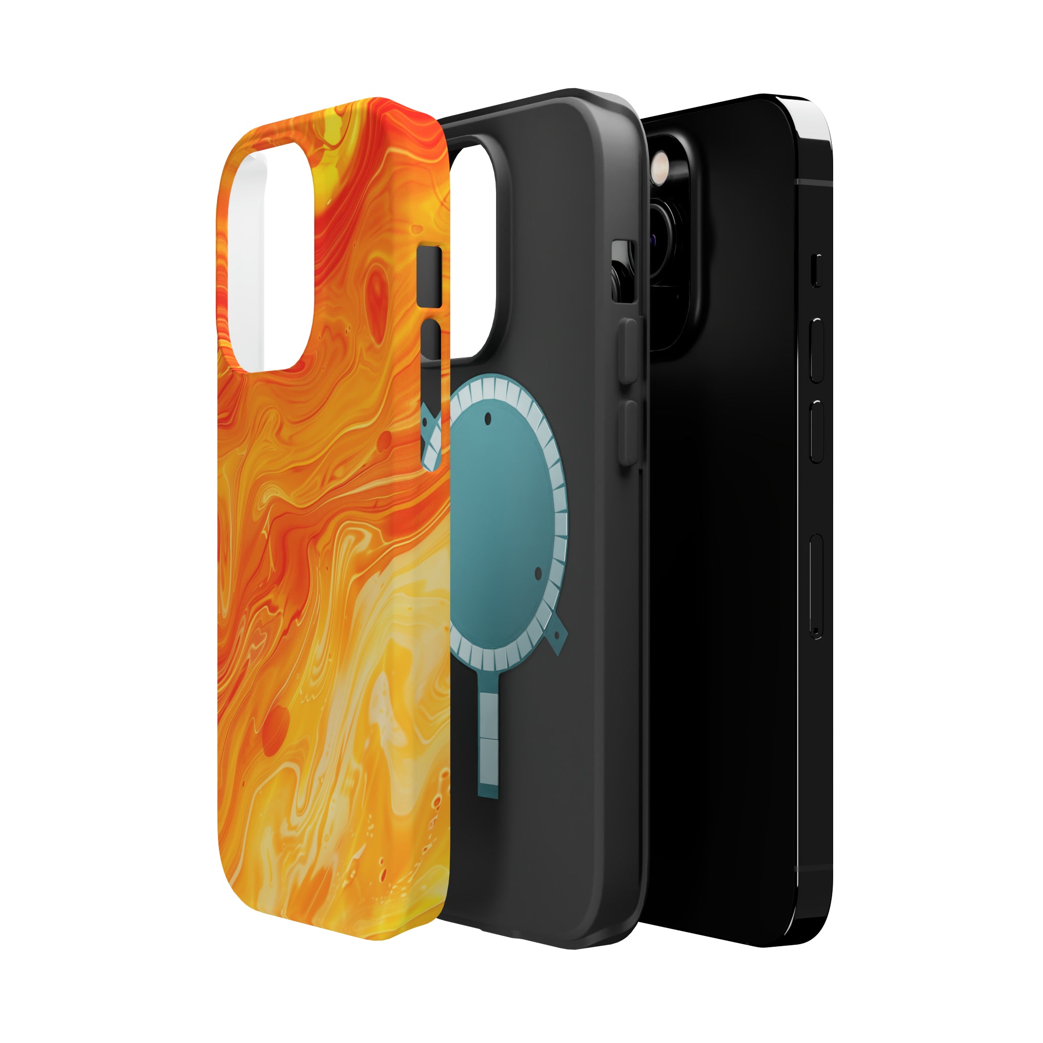 STIKISS™ Abstract Orange yellow colored marble graphic iPhone MagSafe Tough Case