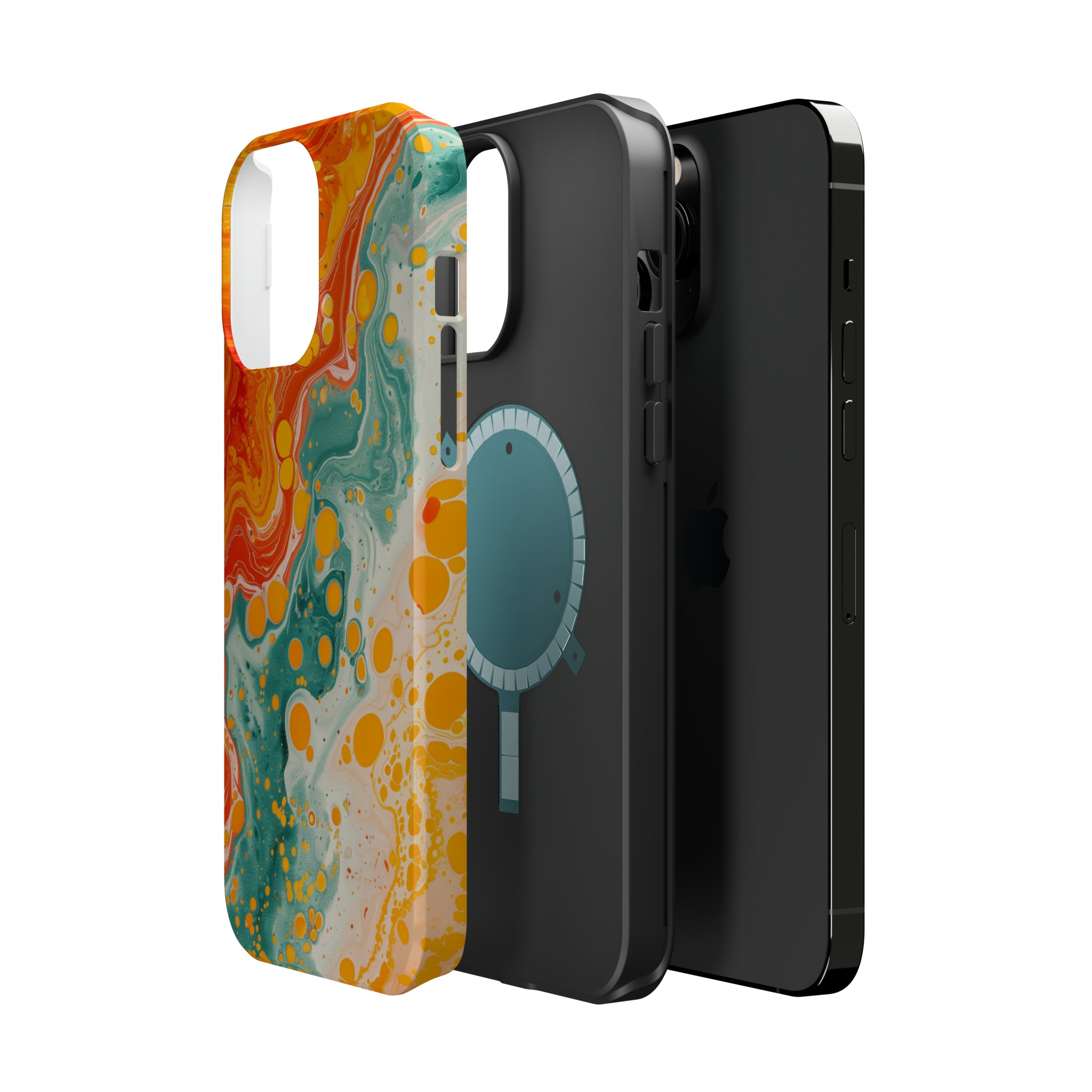 STIKISS™ Abstract Orange colored marble graphic iPhone MagSafe Tough Case