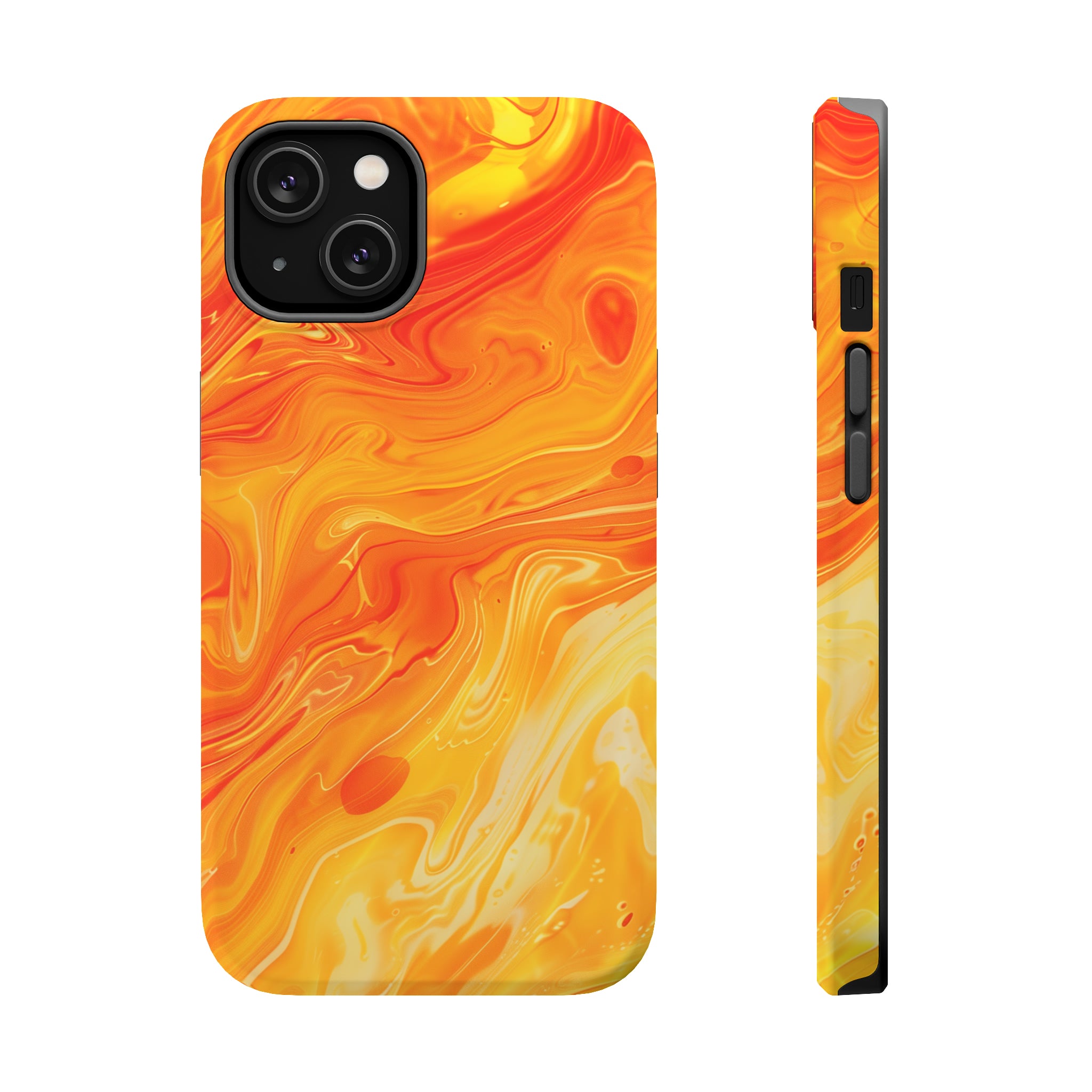 STIKISS™ Abstract Orange yellow colored marble graphic iPhone MagSafe Tough Case