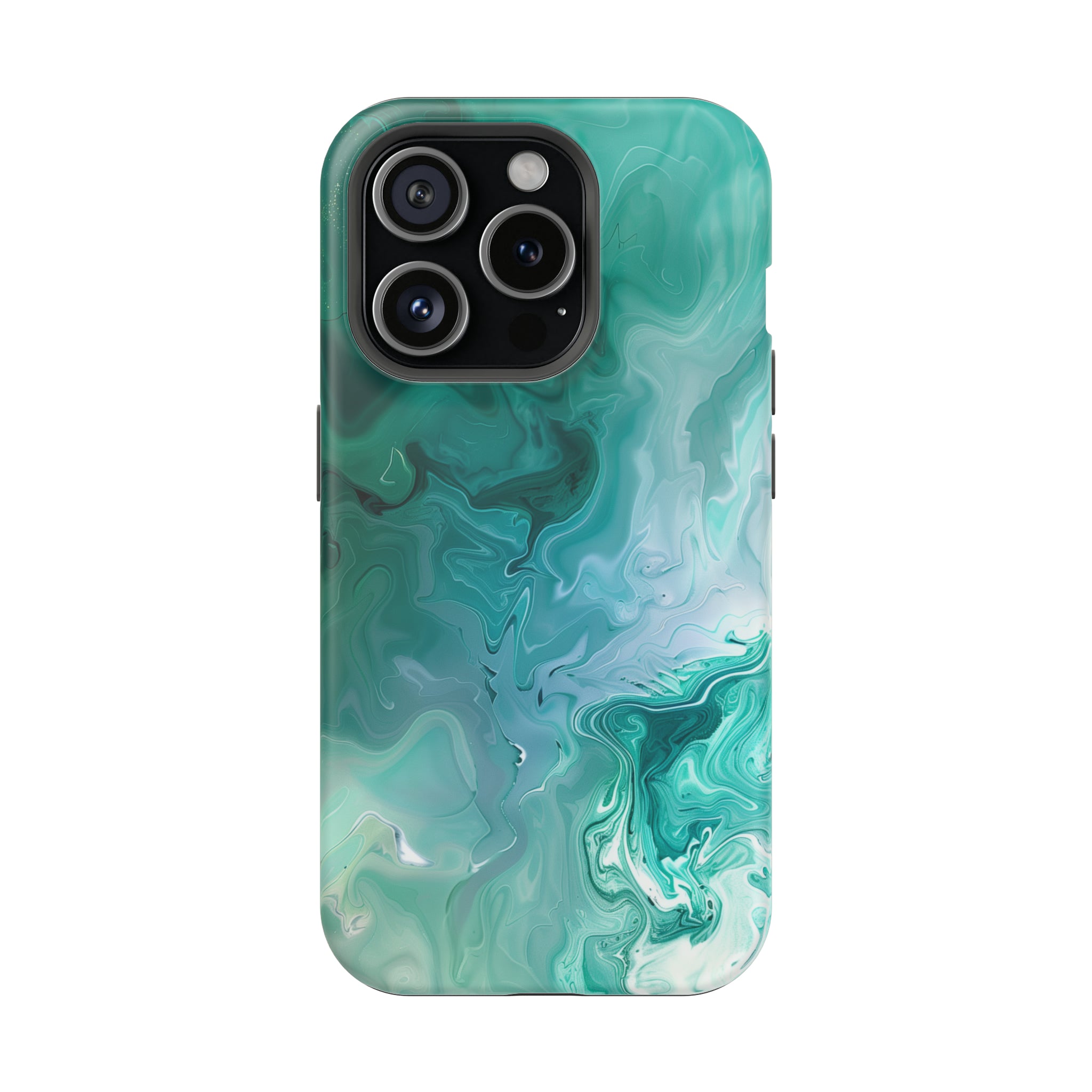 STIKISS™ Abstract Blue green colored marble graphic iPhone MagSafe Tough Case