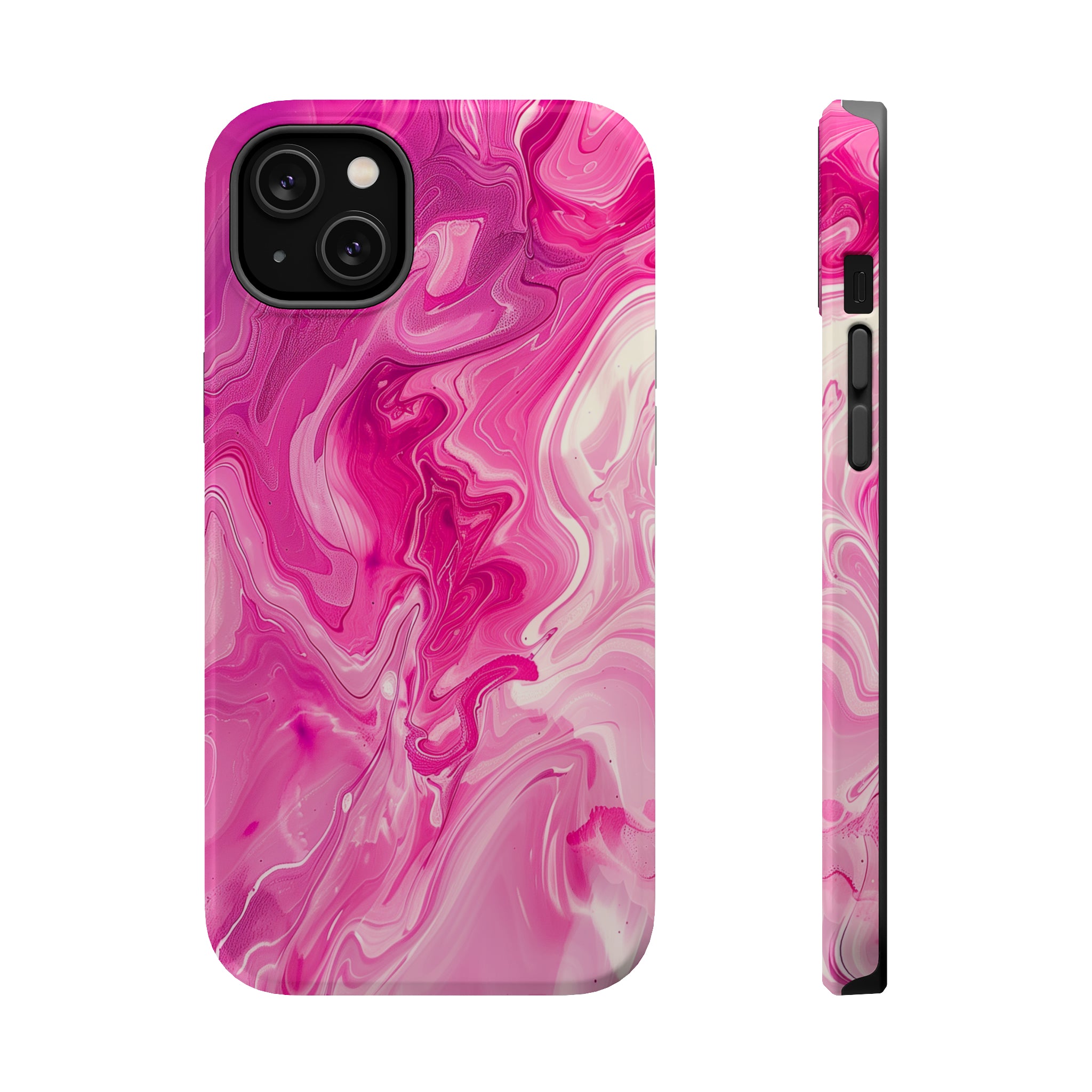 STIKISS™ Abstract Pink colored marble graphic iPhone MagSafe Tough Case