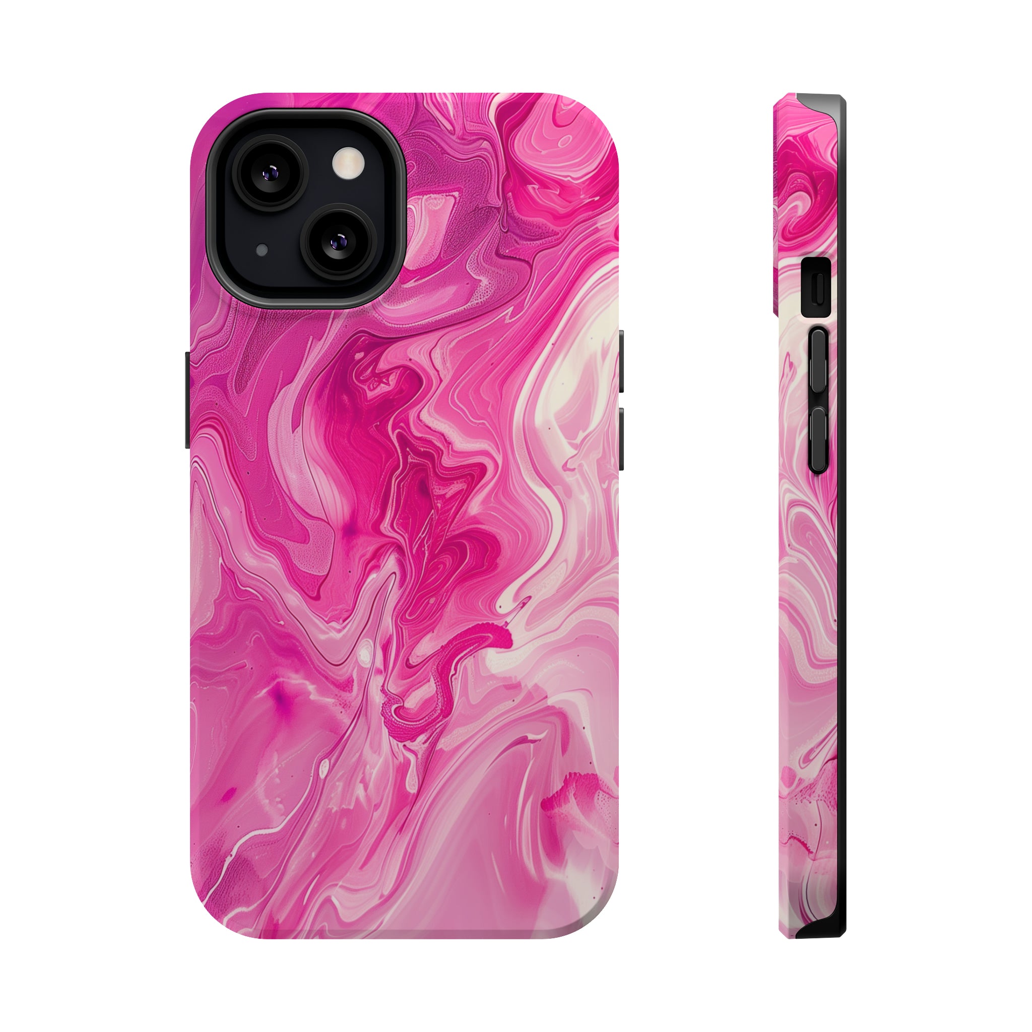 STIKISS™ Abstract Pink colored marble graphic iPhone MagSafe Tough Case