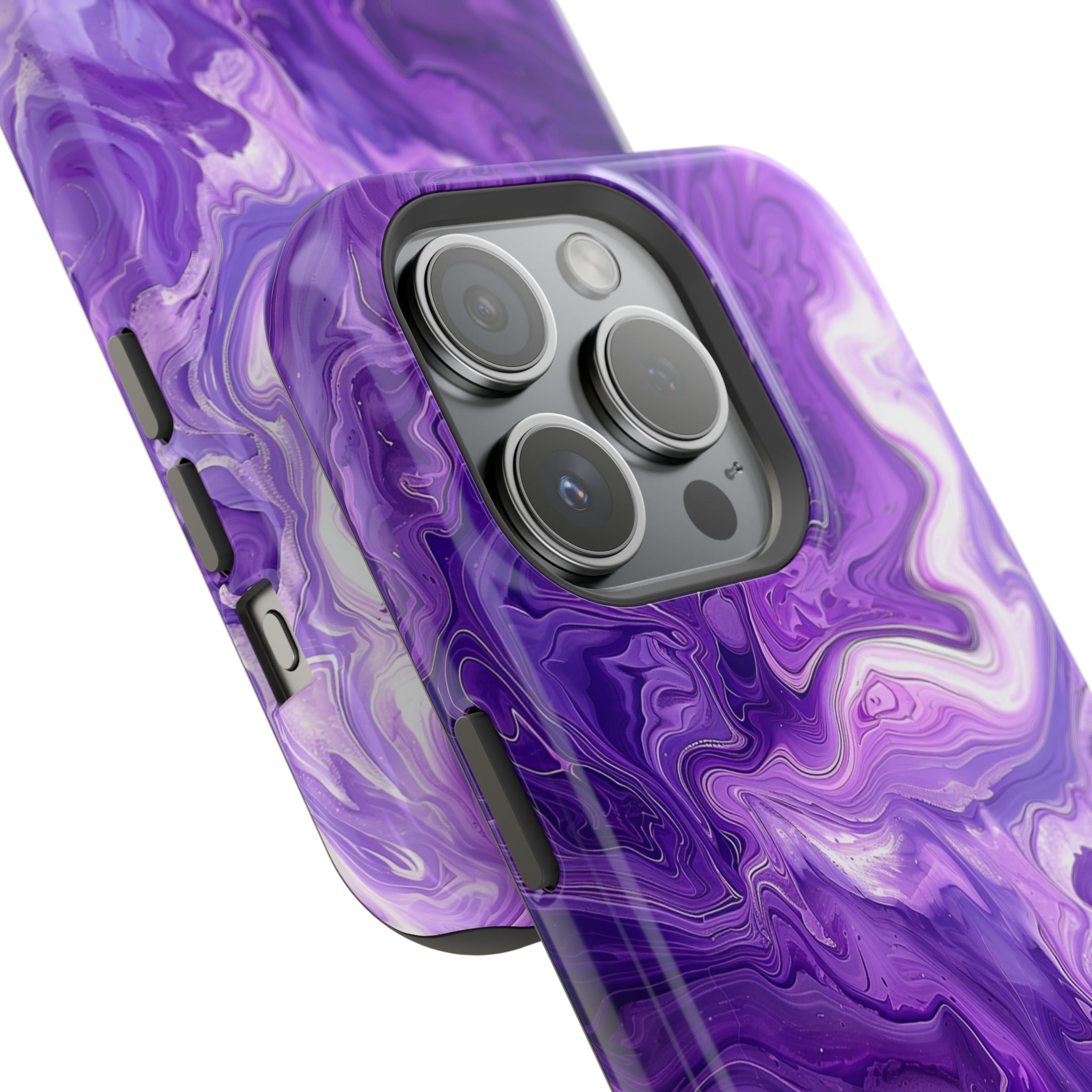 STIKISS™ Abstract Purple colored marble graphic iPhone MagSafe Tough Case