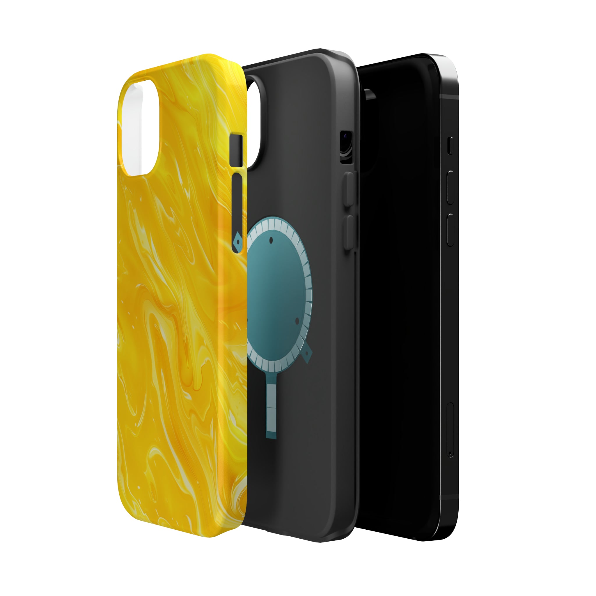 STIKISS™ Abstract Yellow colored marble graphic iPhone MagSafe Tough Case