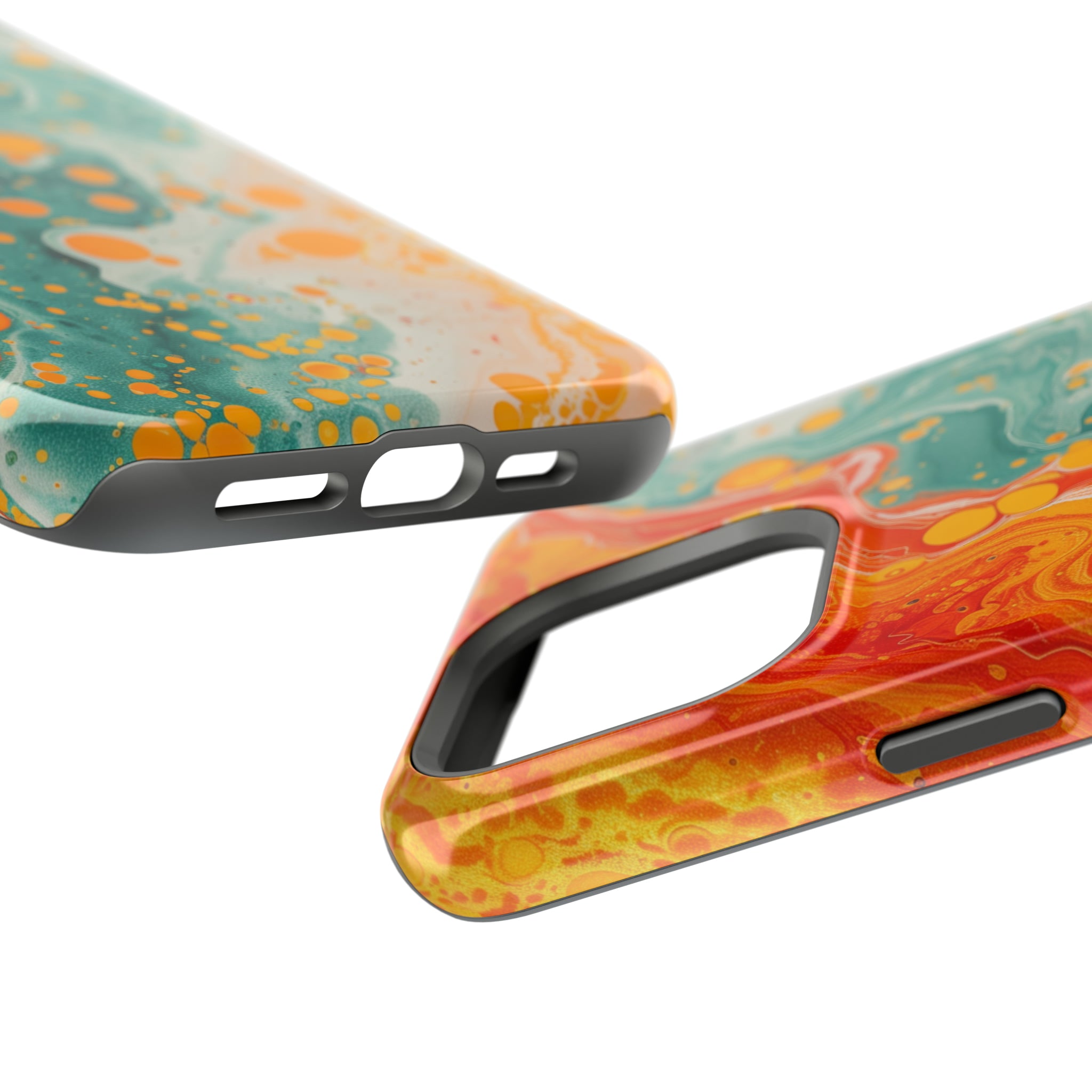 STIKISS™ Abstract Orange colored marble graphic iPhone MagSafe Tough Case