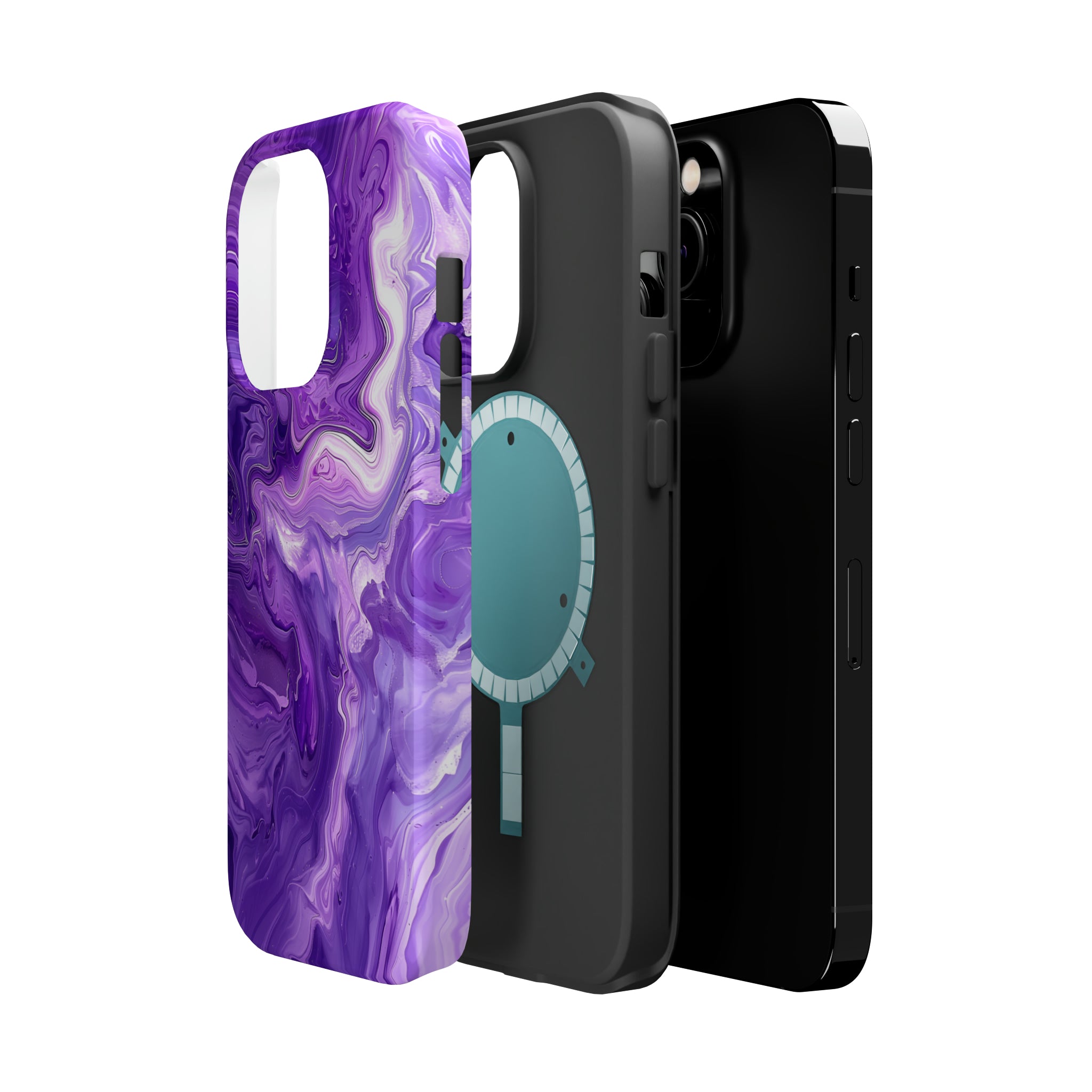 STIKISS™ Abstract Purple colored marble graphic iPhone MagSafe Tough Case