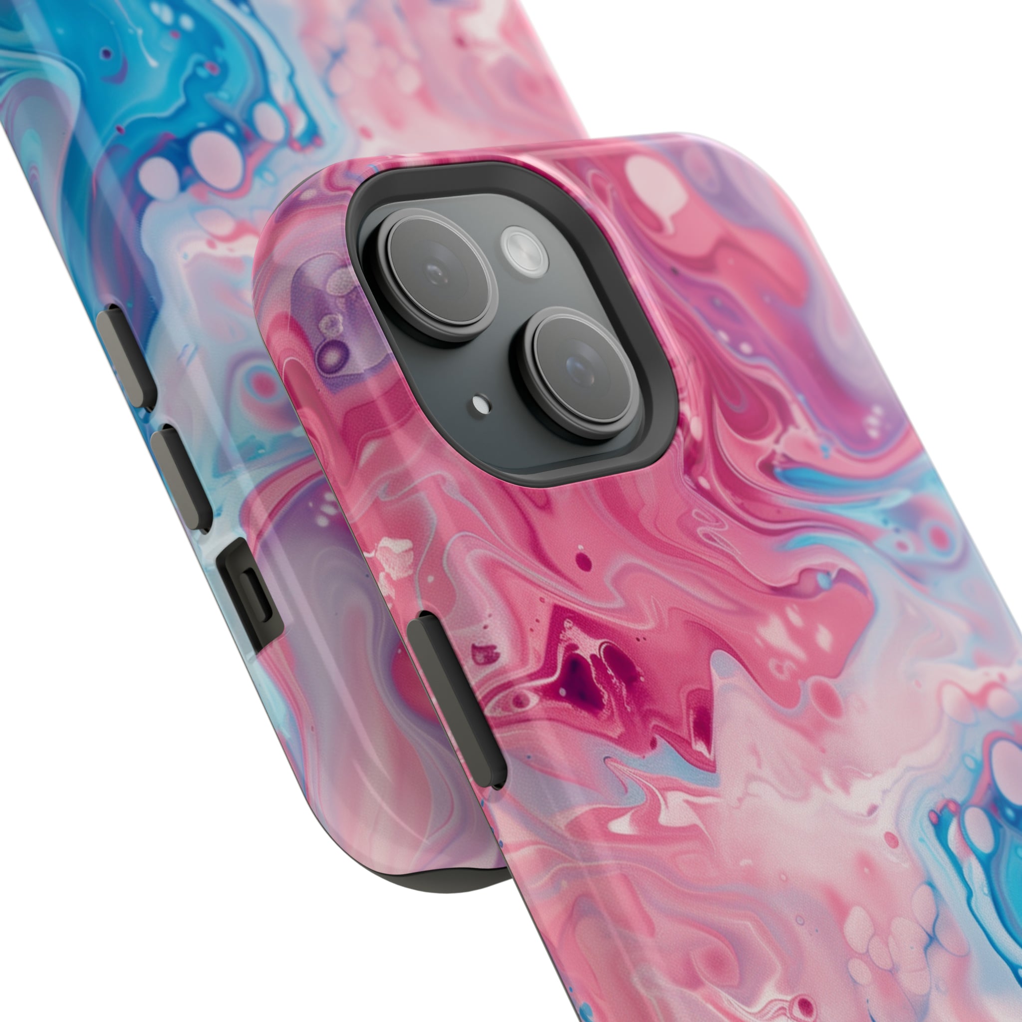 STIKISS™ Abstract Pink blue colored marble graphic iPhone MagSafe Tough Case