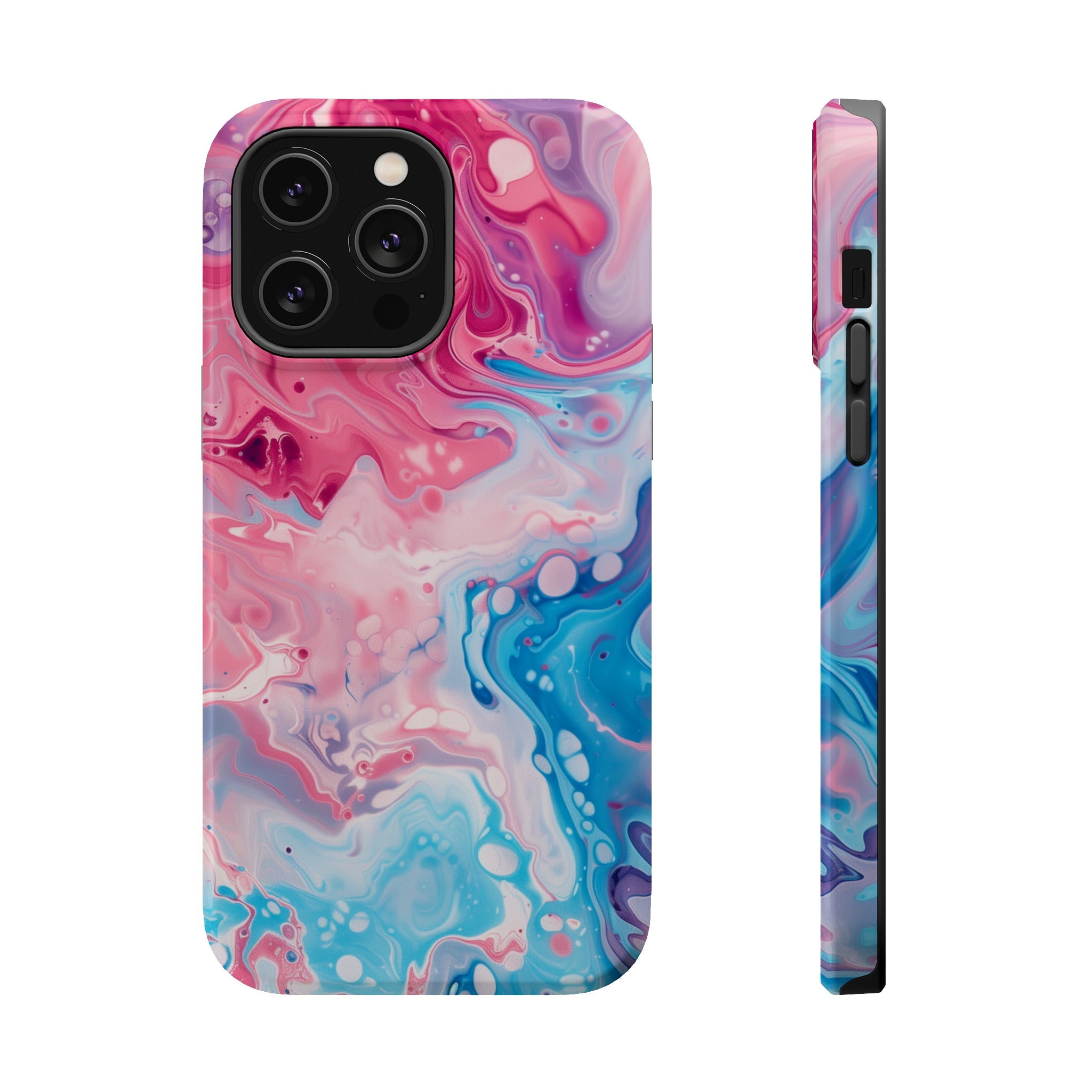 STIKISS™ Abstract Pink blue colored marble graphic iPhone MagSafe Tough Case