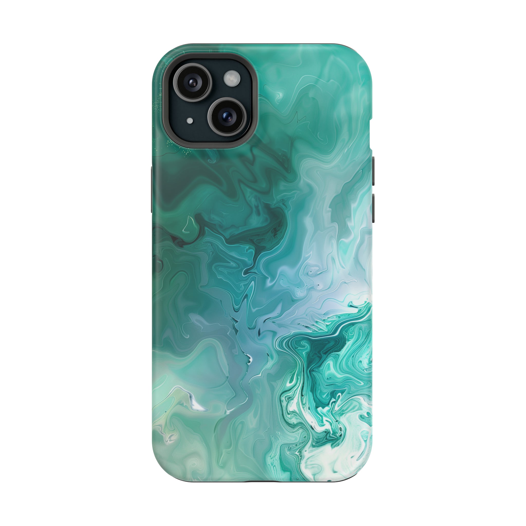 STIKISS™ Abstract Blue green colored marble graphic iPhone MagSafe Tough Case