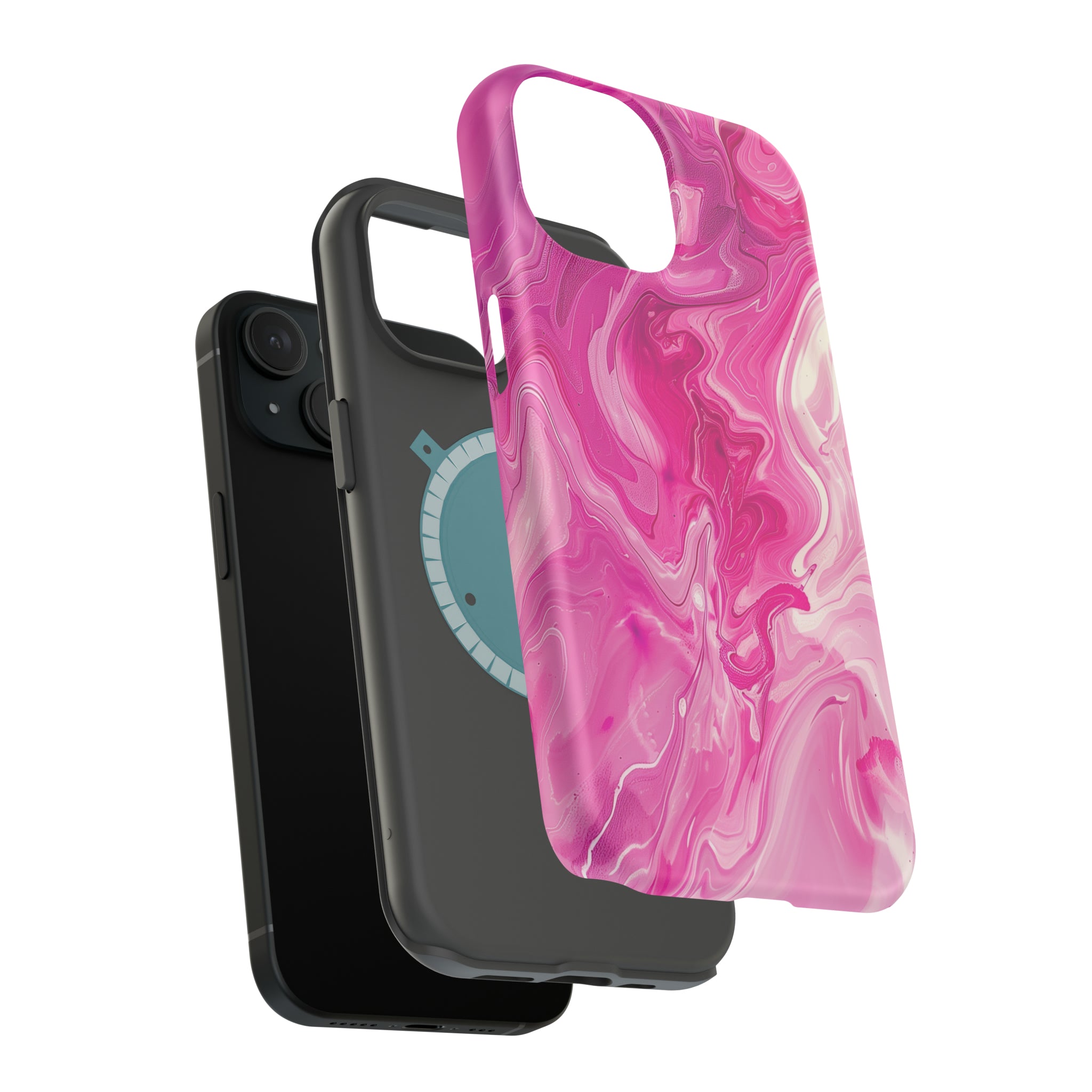 STIKISS™ Abstract Pink colored marble graphic iPhone MagSafe Tough Case