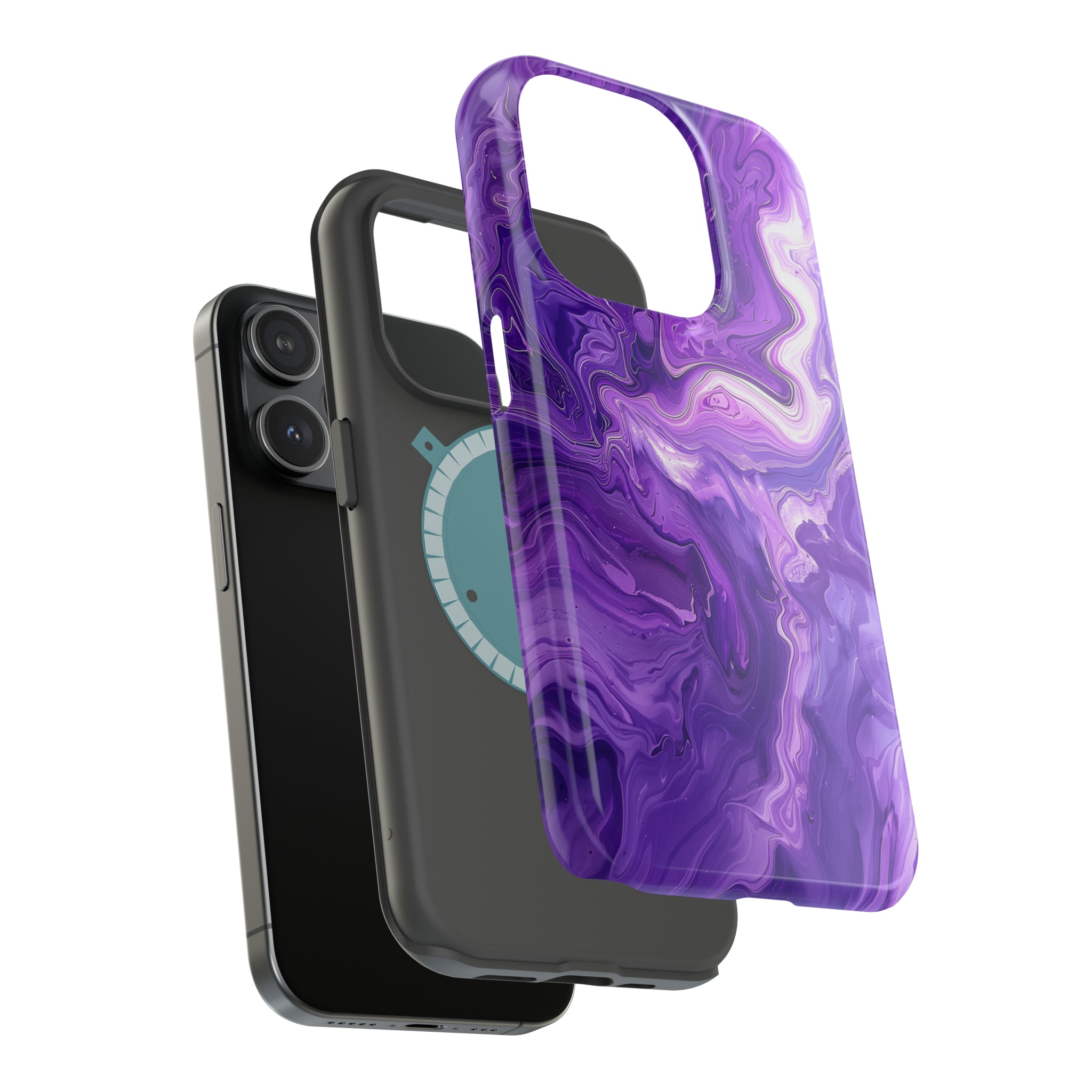 STIKISS™ Abstract Purple colored marble graphic iPhone MagSafe Tough Case