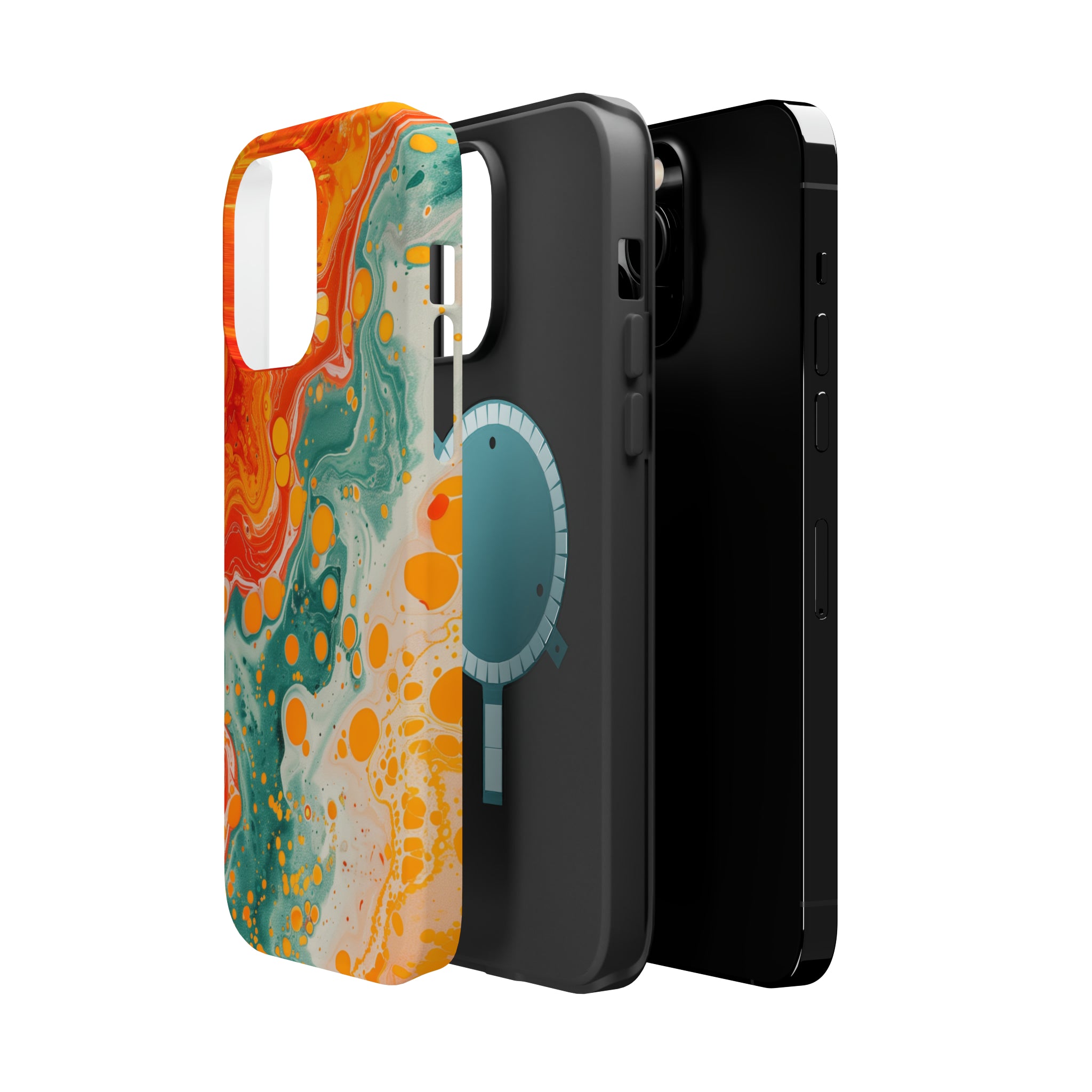 STIKISS™ Abstract Orange colored marble graphic iPhone MagSafe Tough Case