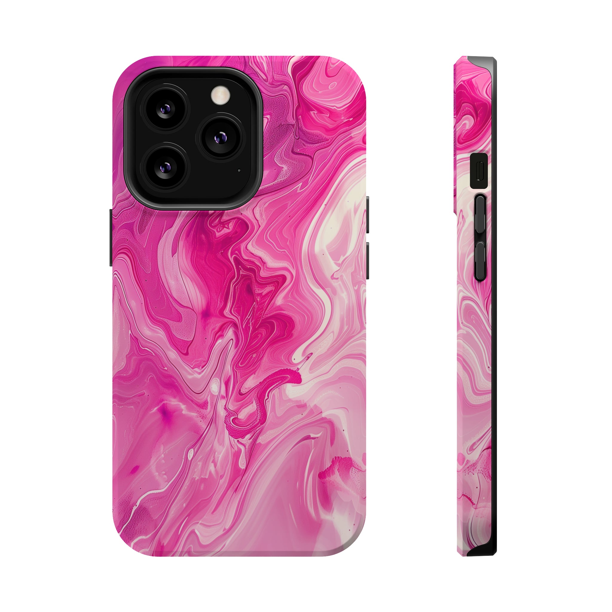 STIKISS™ Abstract Pink colored marble graphic iPhone MagSafe Tough Case