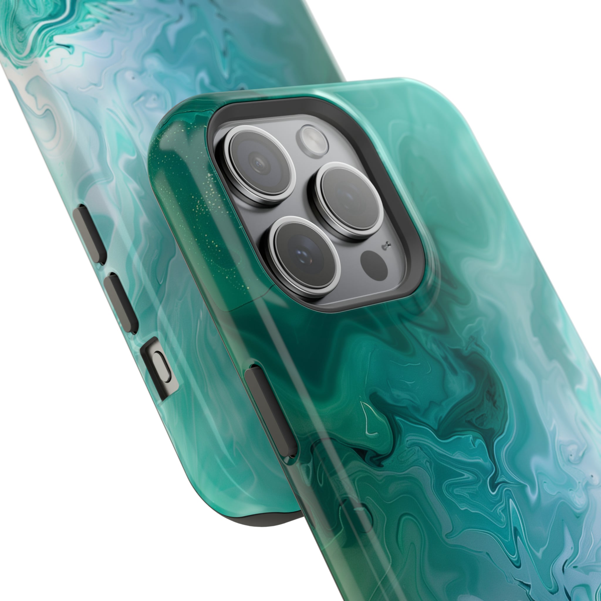 STIKISS™ Abstract Blue green colored marble graphic iPhone MagSafe Tough Case