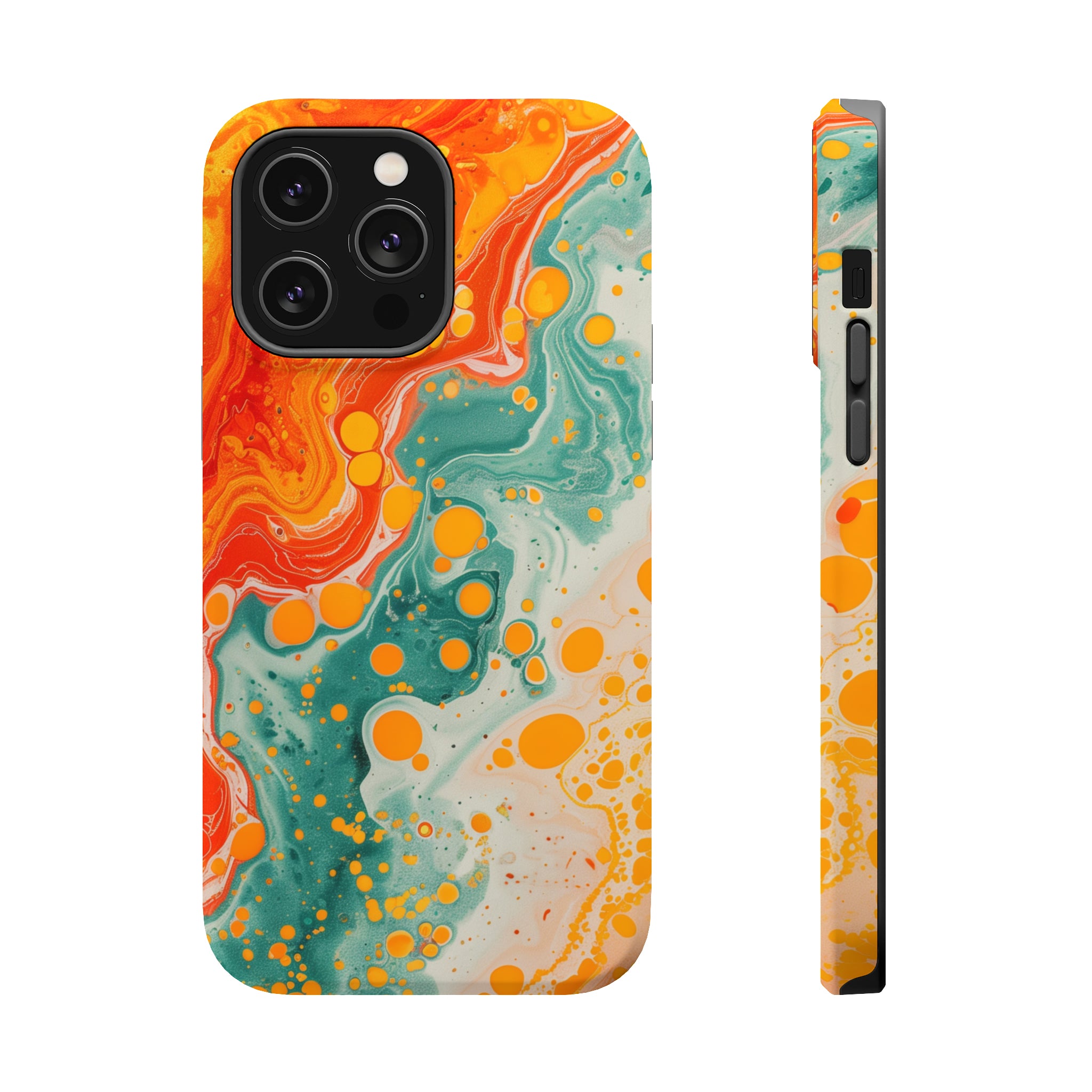 STIKISS™ Abstract Orange colored marble graphic iPhone MagSafe Tough Case