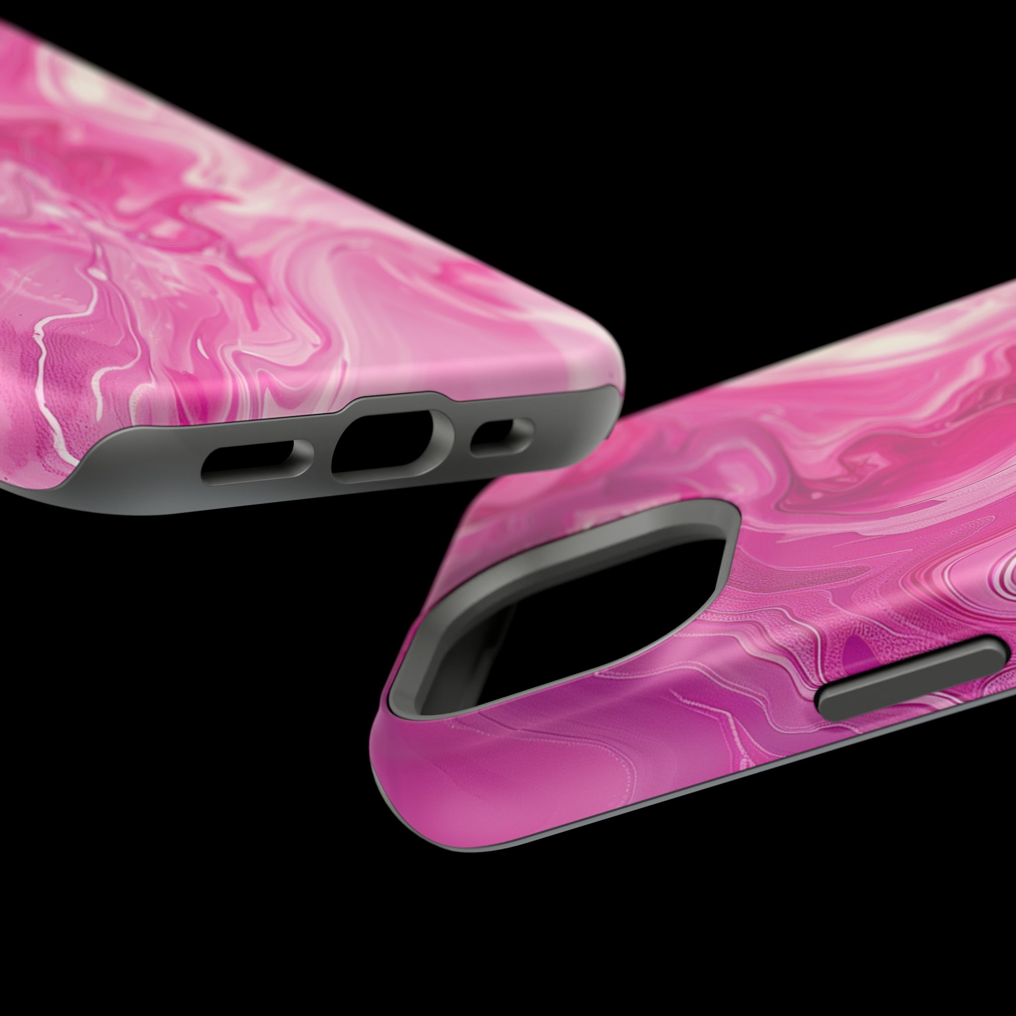 STIKISS™ Abstract Pink colored marble graphic iPhone MagSafe Tough Case