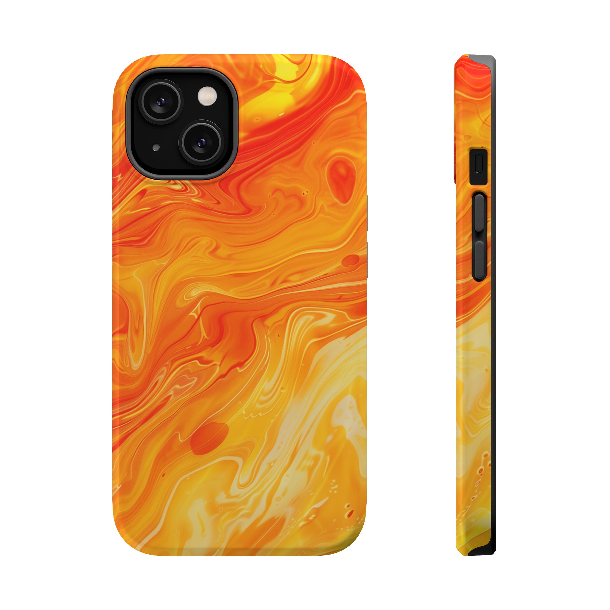 STIKISS™ Abstract Orange yellow colored marble graphic iPhone MagSafe Tough Case