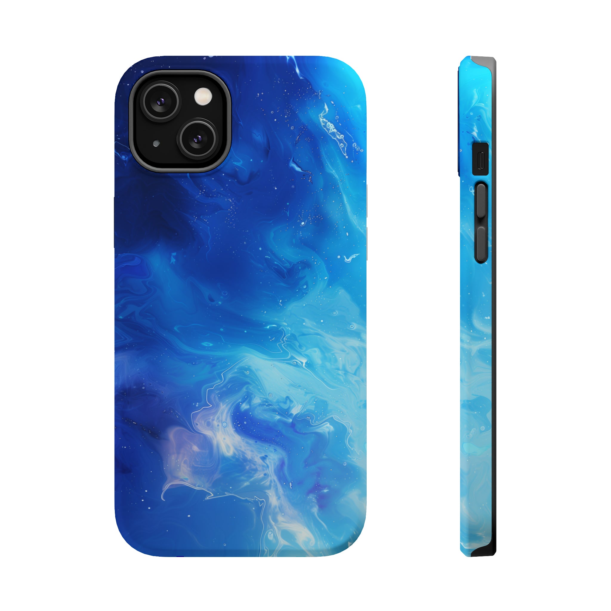 STIKISS™ Abstract Blue ocean colored marble graphic iPhone MagSafe Tough Case