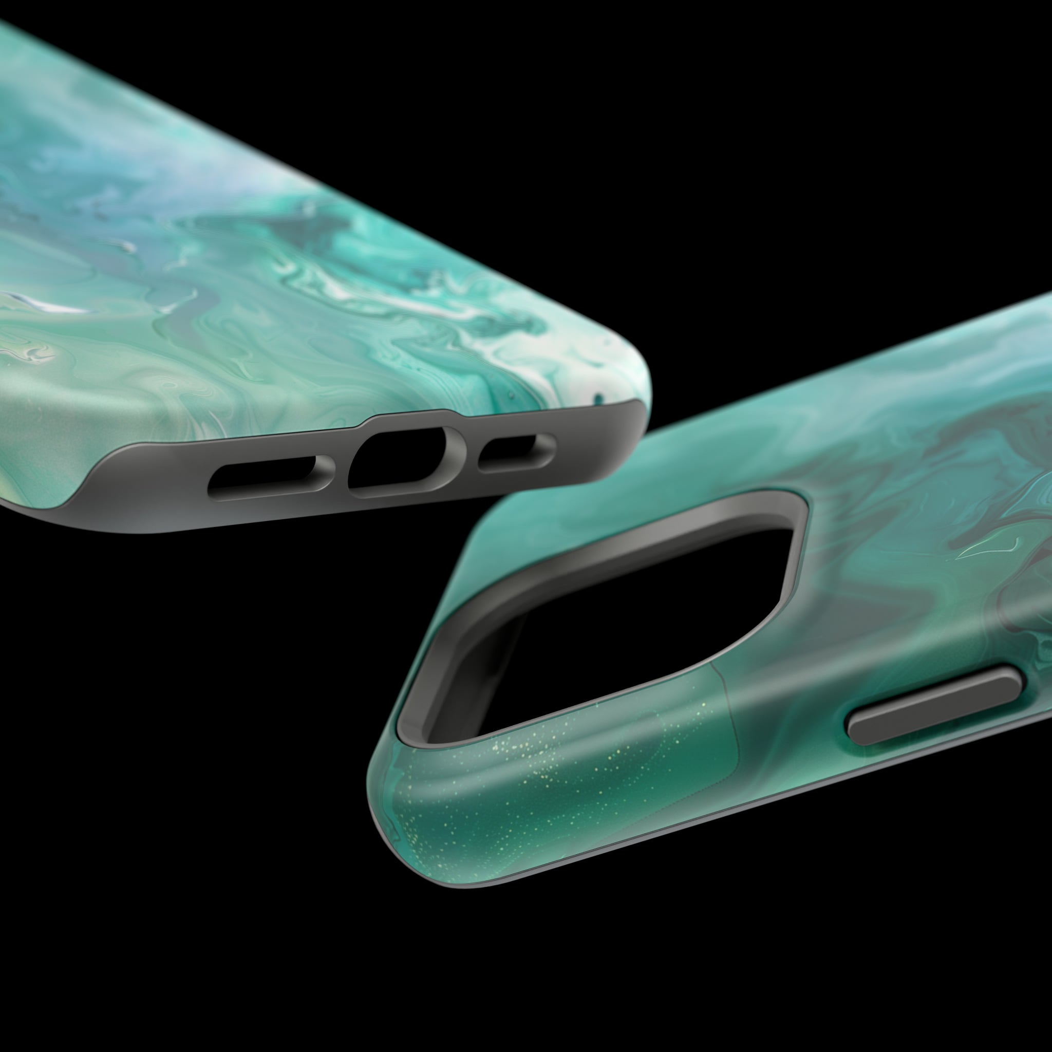 STIKISS™ Abstract Blue green colored marble graphic iPhone MagSafe Tough Case